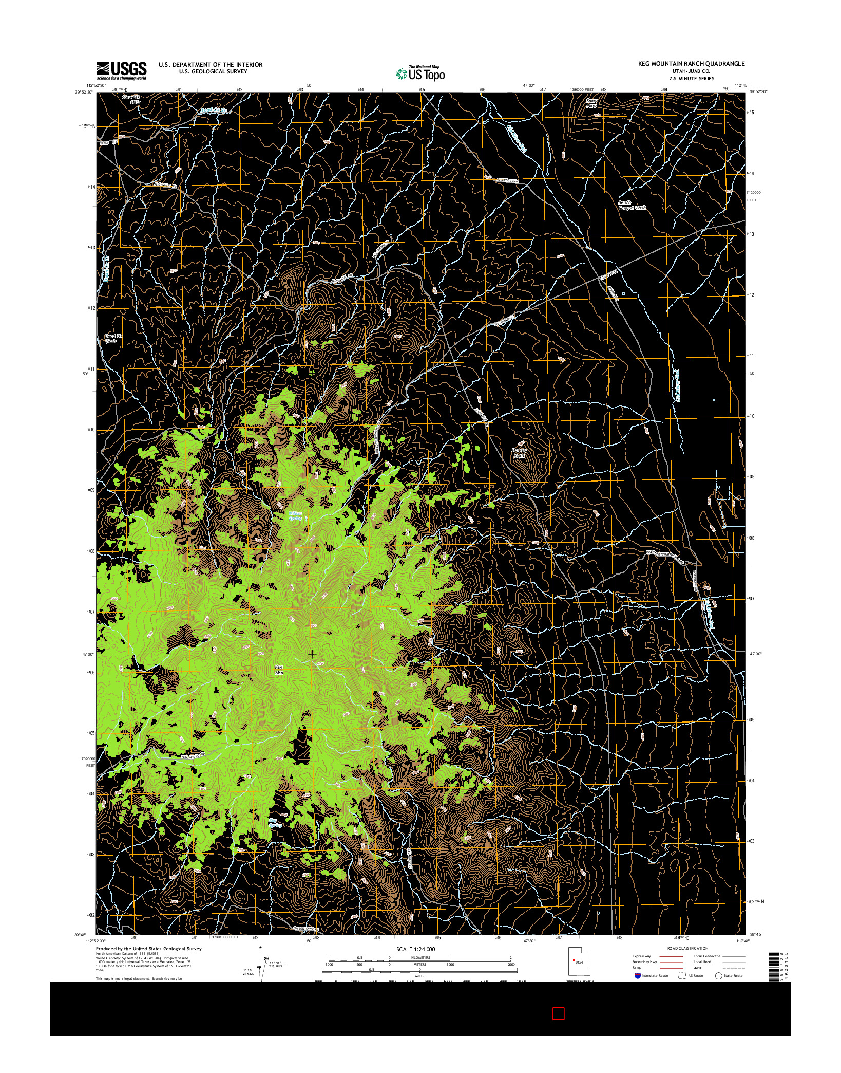 USGS US TOPO 7.5-MINUTE MAP FOR KEG MOUNTAIN RANCH, UT 2014