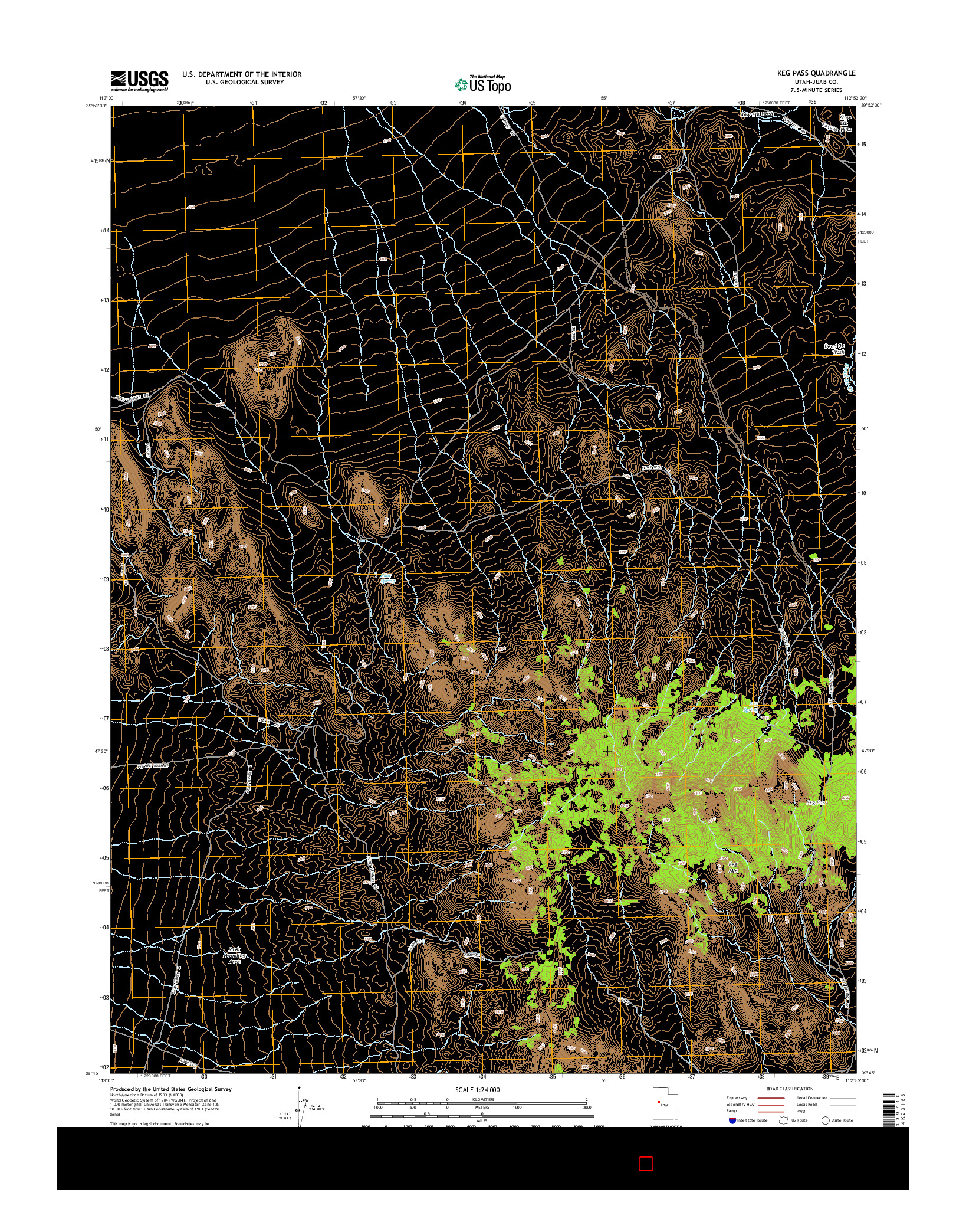 USGS US TOPO 7.5-MINUTE MAP FOR KEG PASS, UT 2014