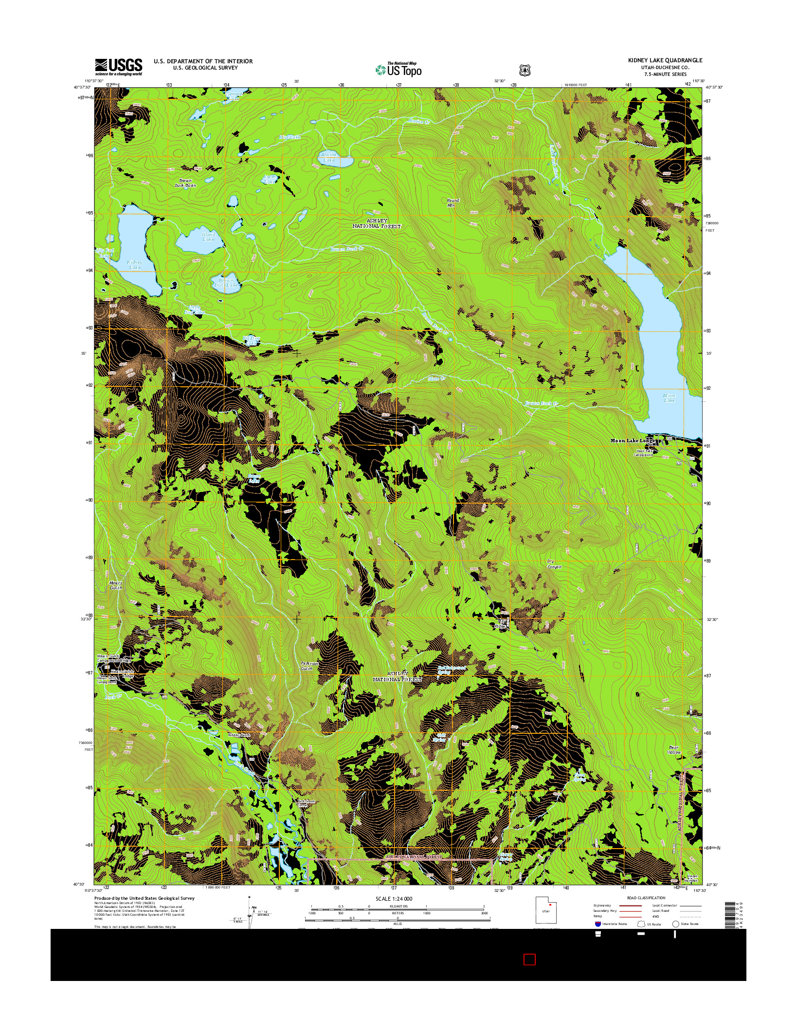 USGS US TOPO 7.5-MINUTE MAP FOR KIDNEY LAKE, UT 2014