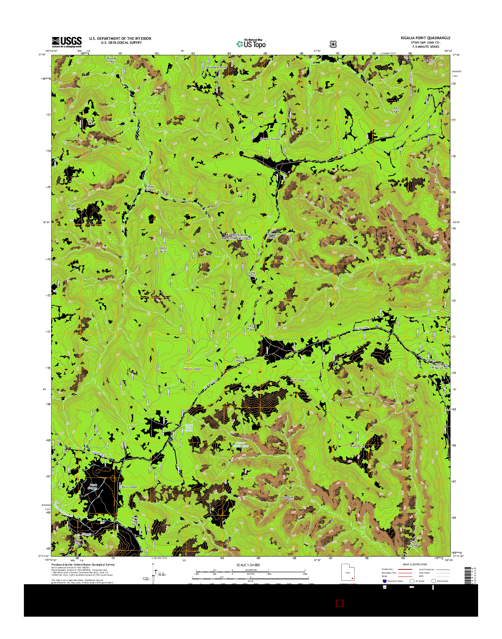 USGS US TOPO 7.5-MINUTE MAP FOR KIGALIA POINT, UT 2014