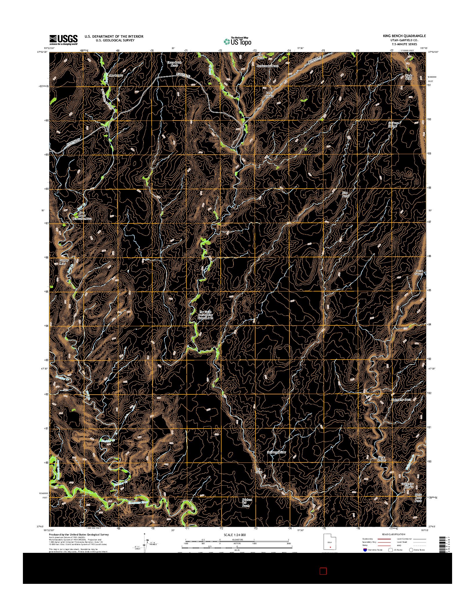 USGS US TOPO 7.5-MINUTE MAP FOR KING BENCH, UT 2014