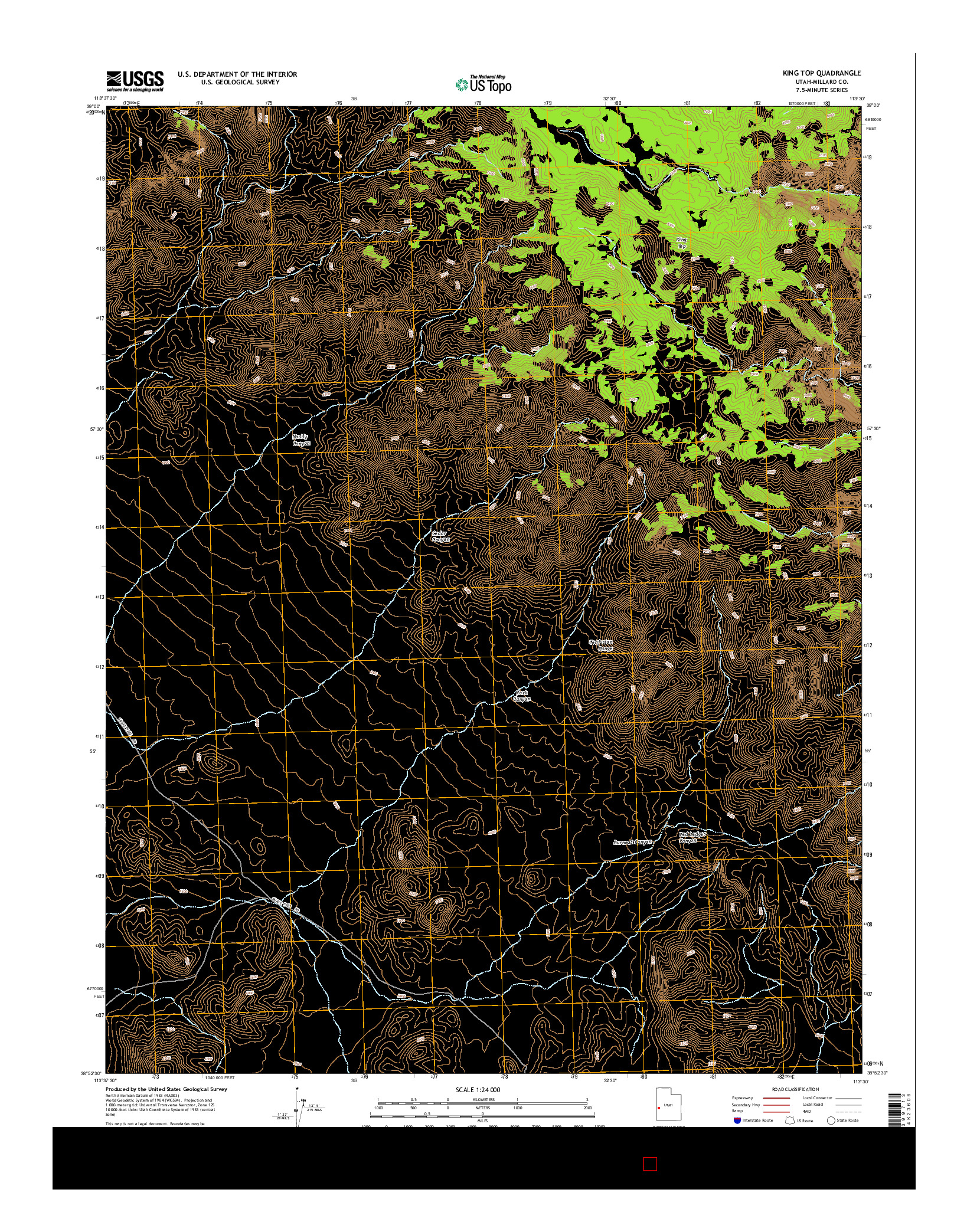 USGS US TOPO 7.5-MINUTE MAP FOR KING TOP, UT 2014