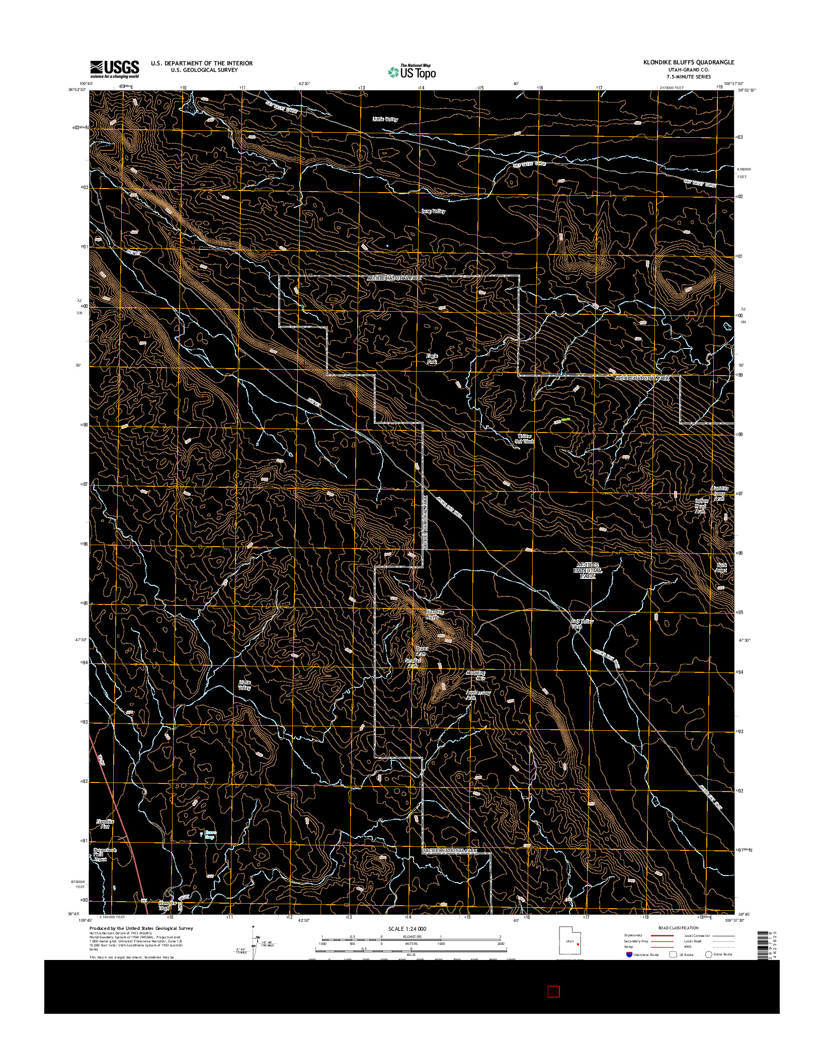 USGS US TOPO 7.5-MINUTE MAP FOR KLONDIKE BLUFFS, UT 2014
