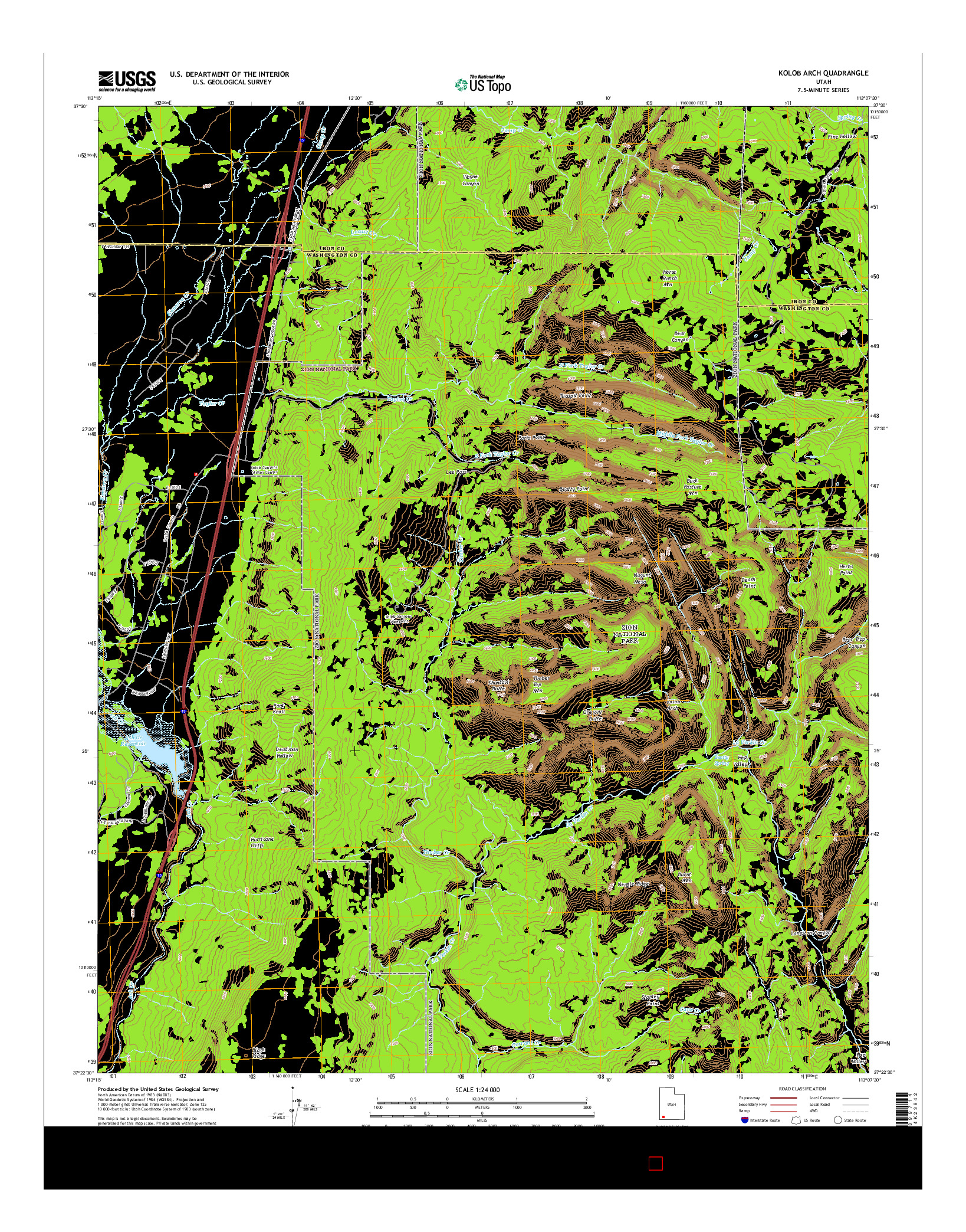 USGS US TOPO 7.5-MINUTE MAP FOR KOLOB ARCH, UT 2014