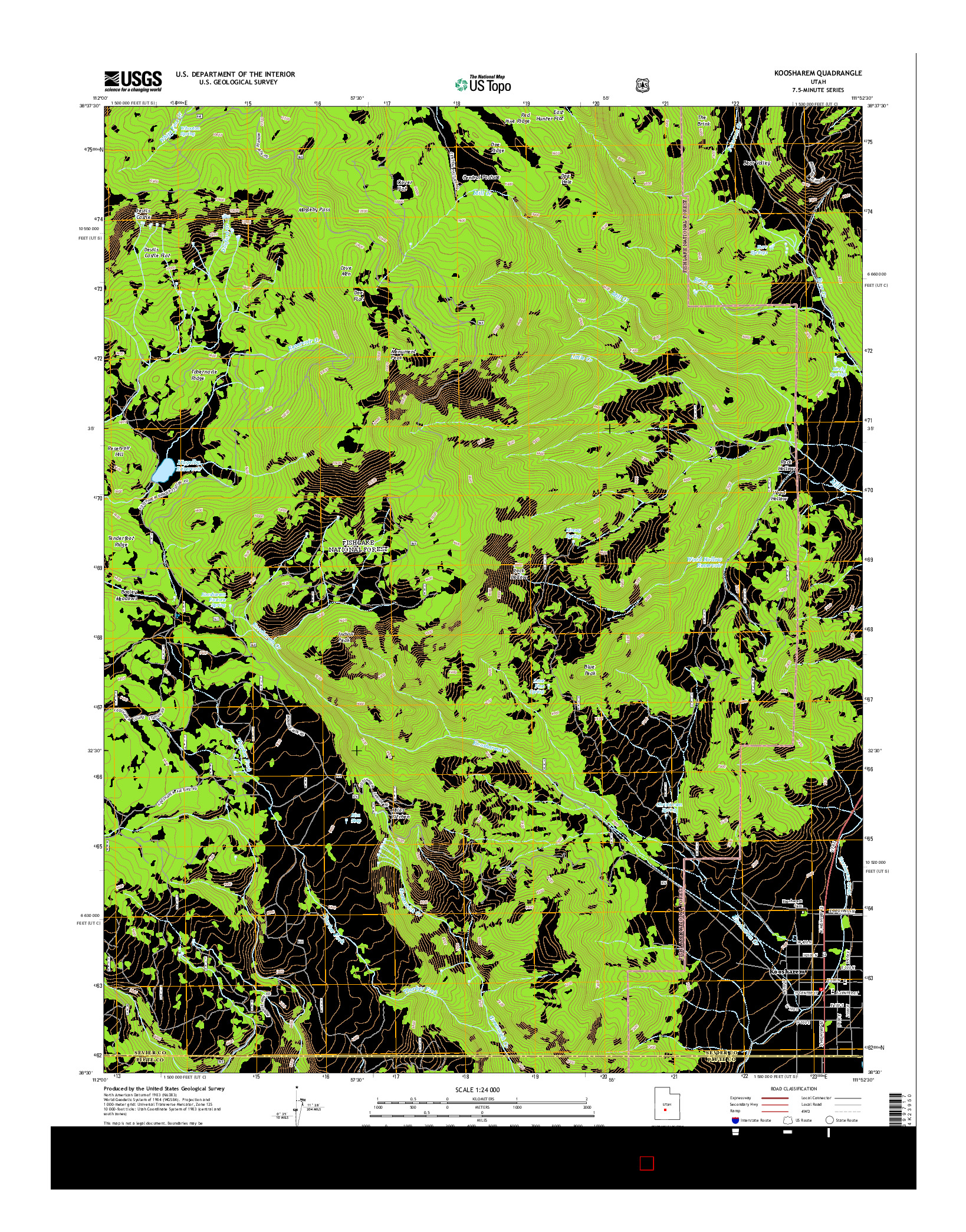 USGS US TOPO 7.5-MINUTE MAP FOR KOOSHAREM, UT 2014