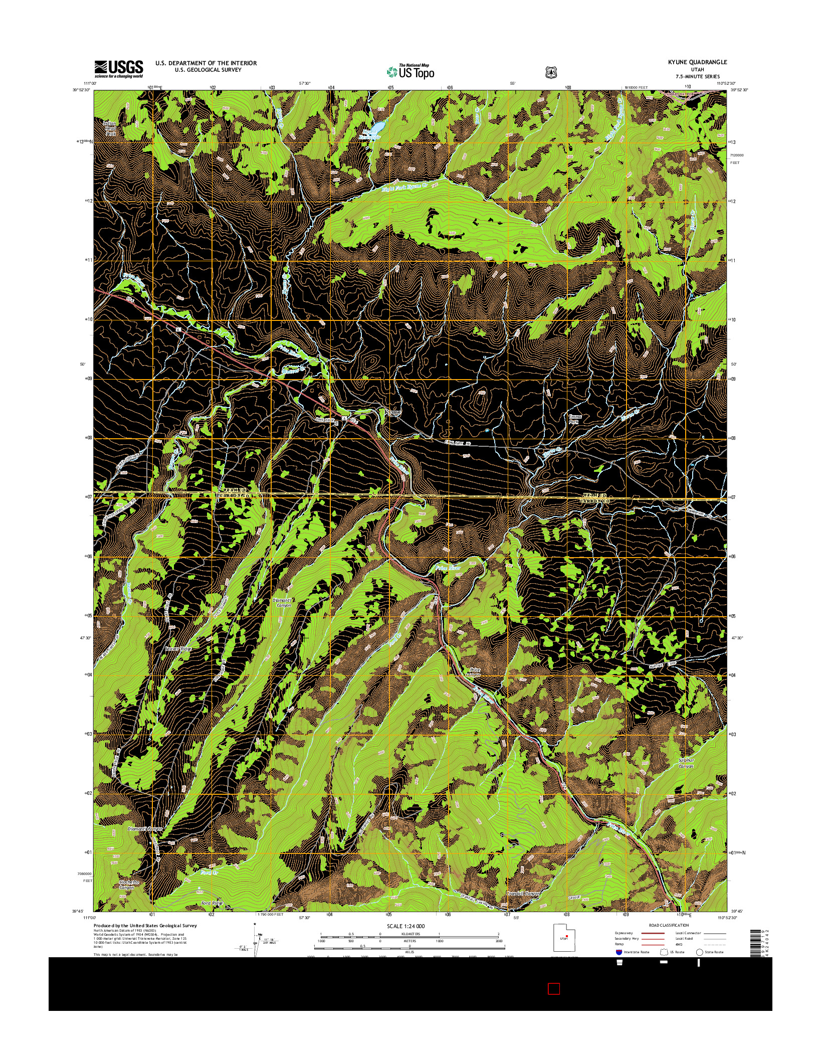 USGS US TOPO 7.5-MINUTE MAP FOR KYUNE, UT 2014