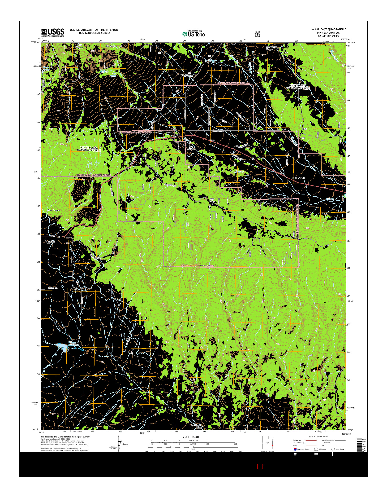 USGS US TOPO 7.5-MINUTE MAP FOR LA SAL EAST, UT 2014