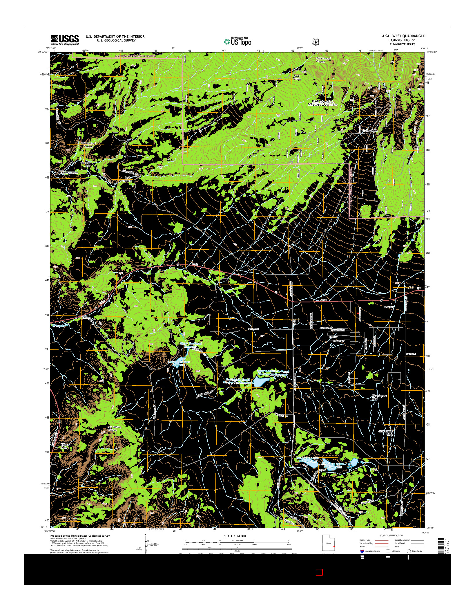 USGS US TOPO 7.5-MINUTE MAP FOR LA SAL WEST, UT 2014