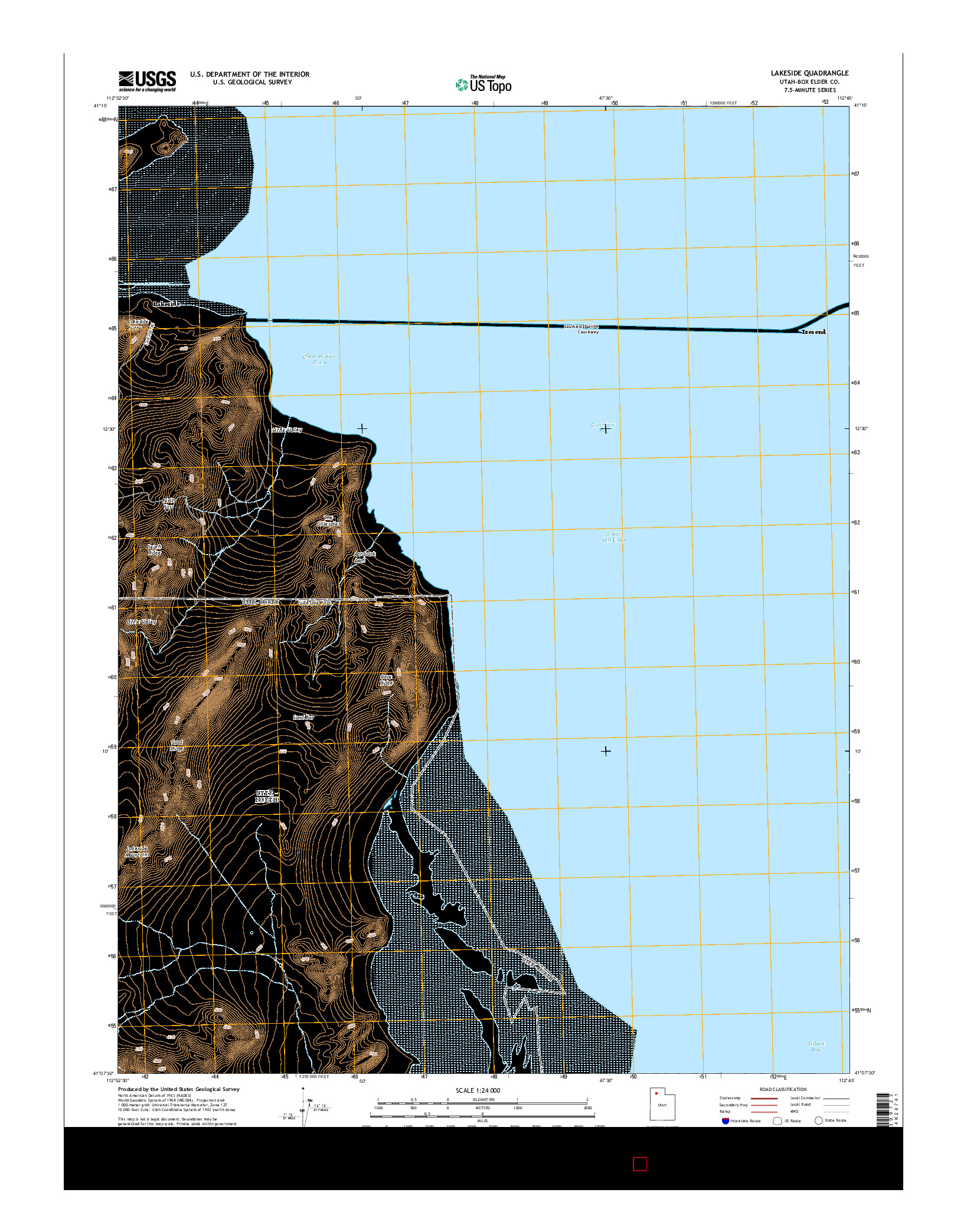 USGS US TOPO 7.5-MINUTE MAP FOR LAKESIDE, UT 2014