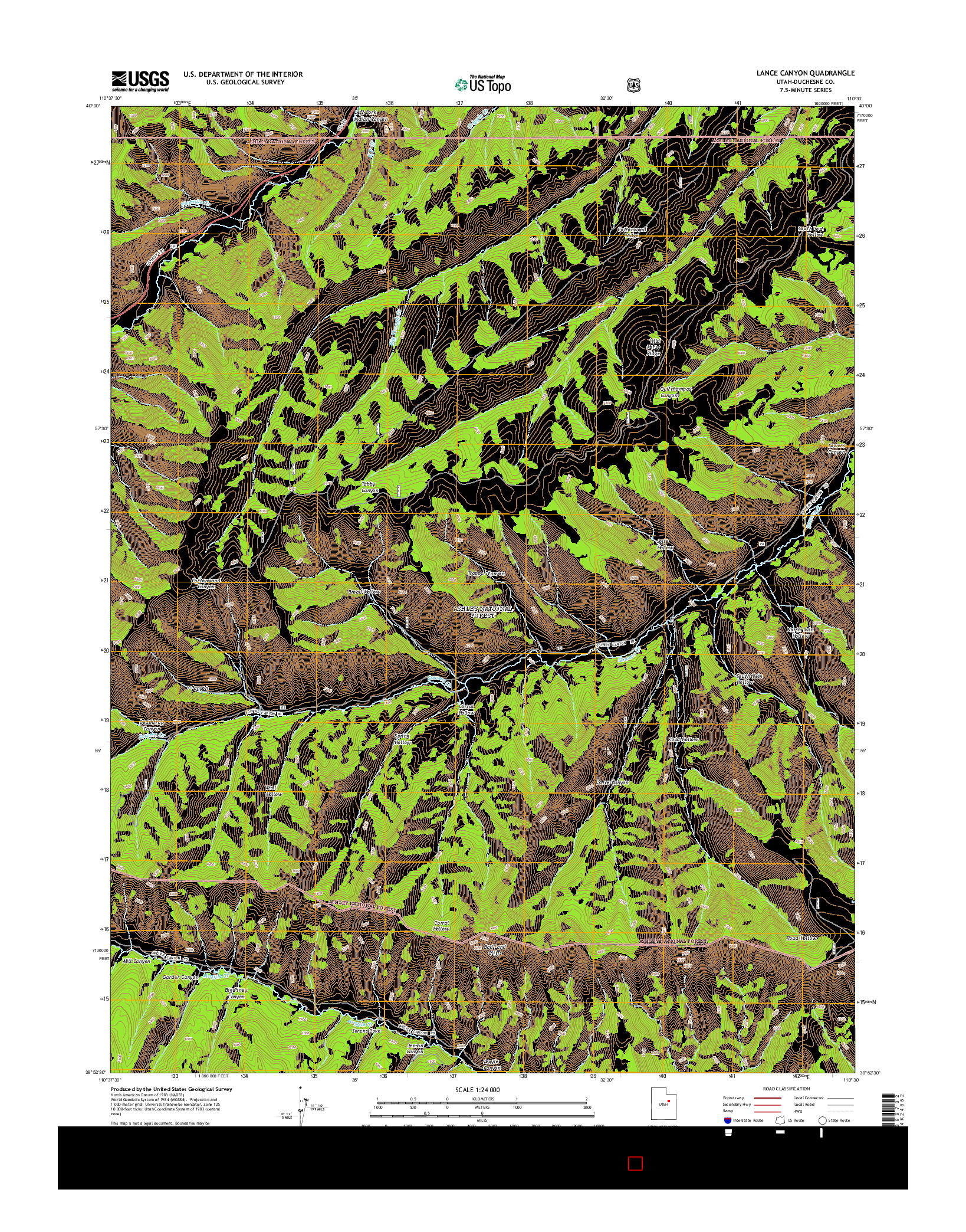 USGS US TOPO 7.5-MINUTE MAP FOR LANCE CANYON, UT 2014