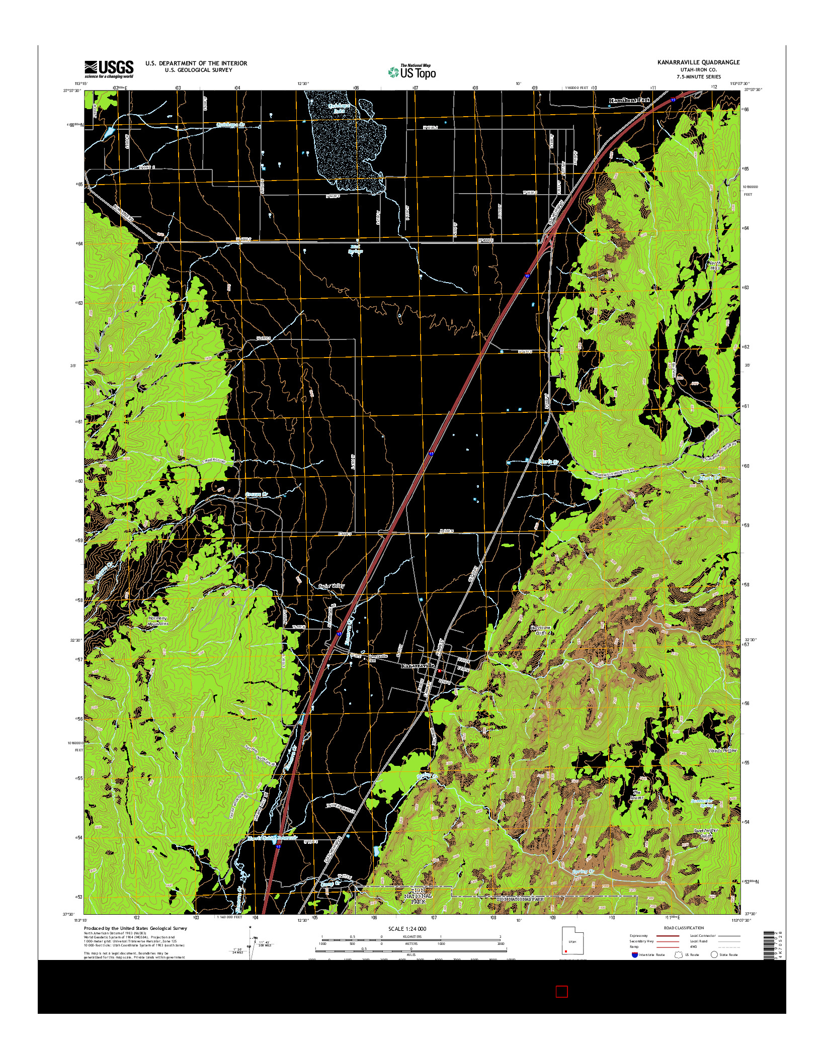 USGS US TOPO 7.5-MINUTE MAP FOR KANARRAVILLE, UT 2014
