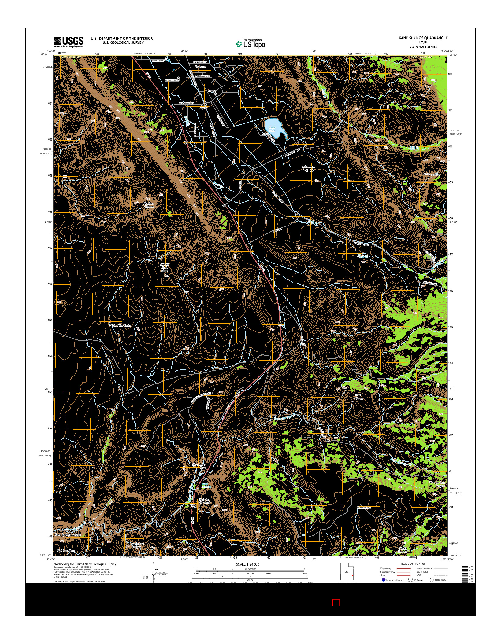 USGS US TOPO 7.5-MINUTE MAP FOR KANE SPRINGS, UT 2014