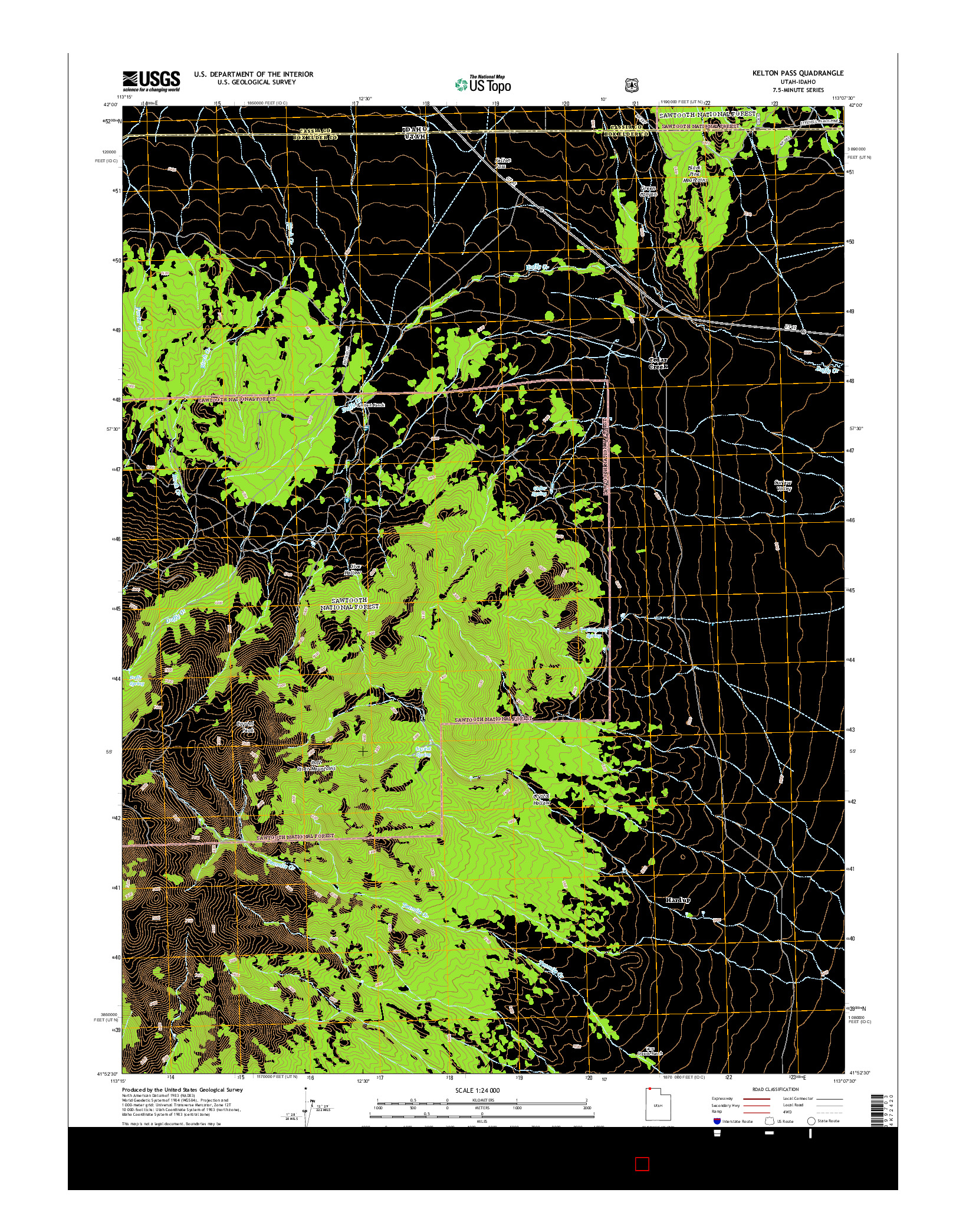 USGS US TOPO 7.5-MINUTE MAP FOR KELTON PASS, UT-ID 2014