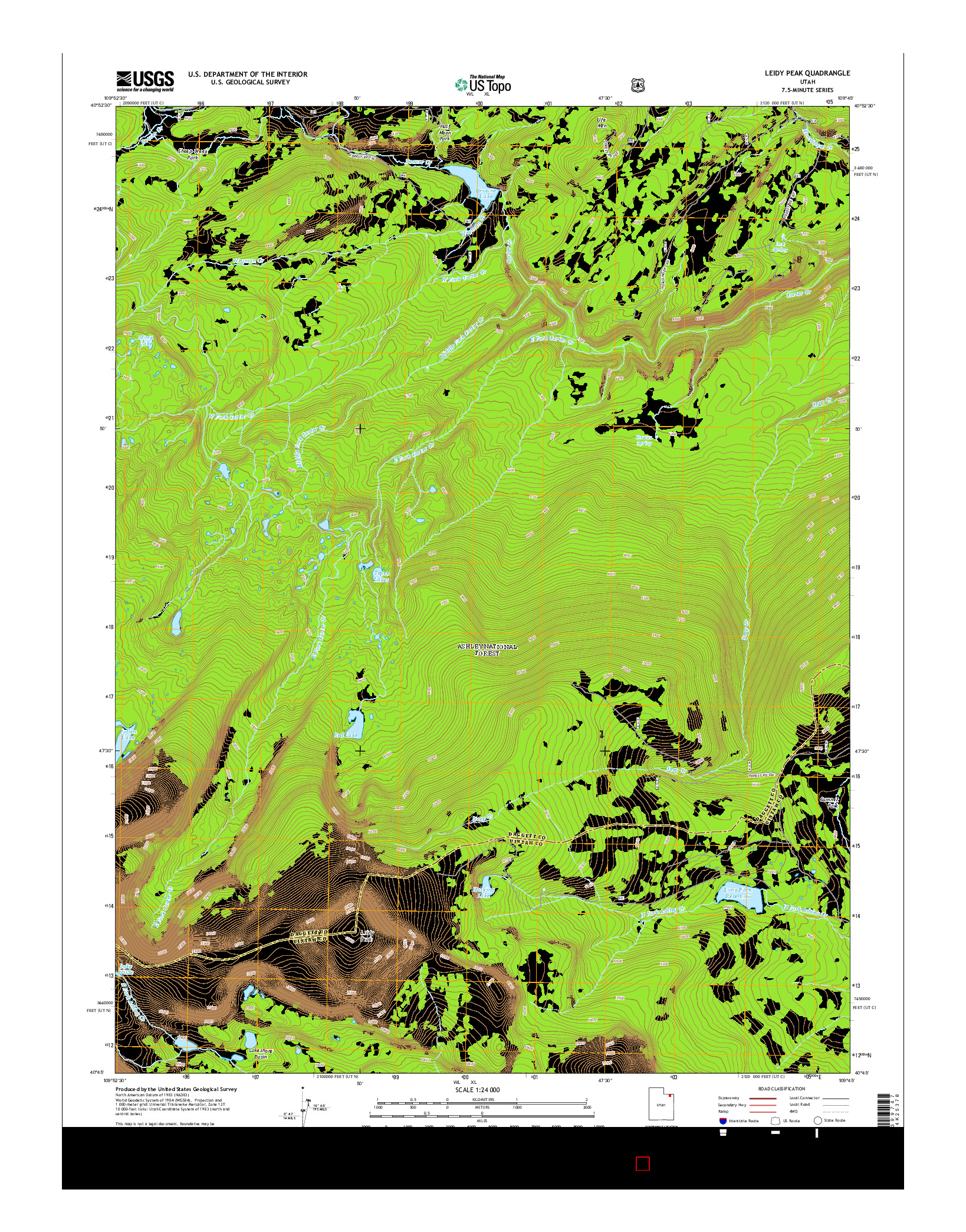 USGS US TOPO 7.5-MINUTE MAP FOR LEIDY PEAK, UT 2014