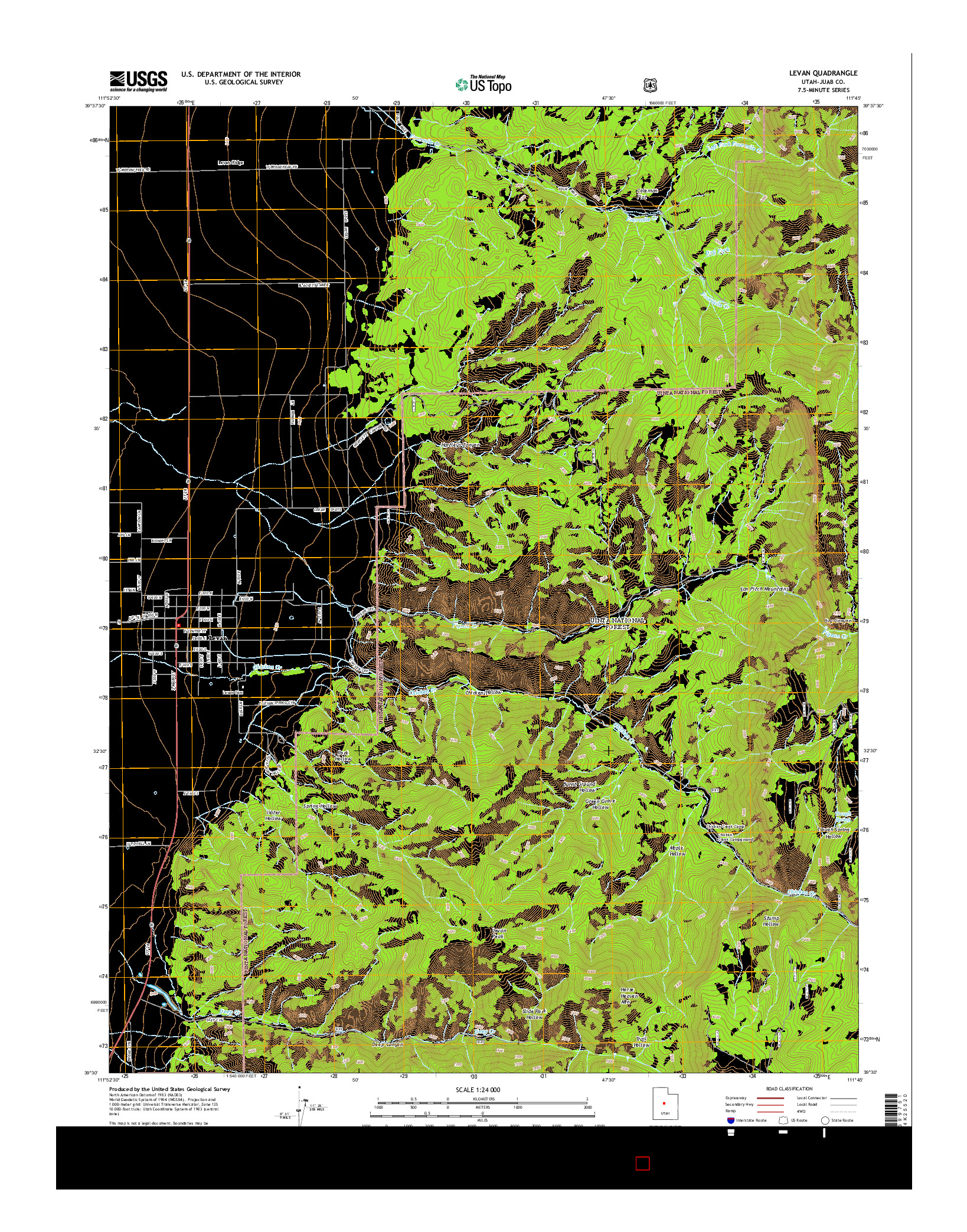 USGS US TOPO 7.5-MINUTE MAP FOR LEVAN, UT 2014