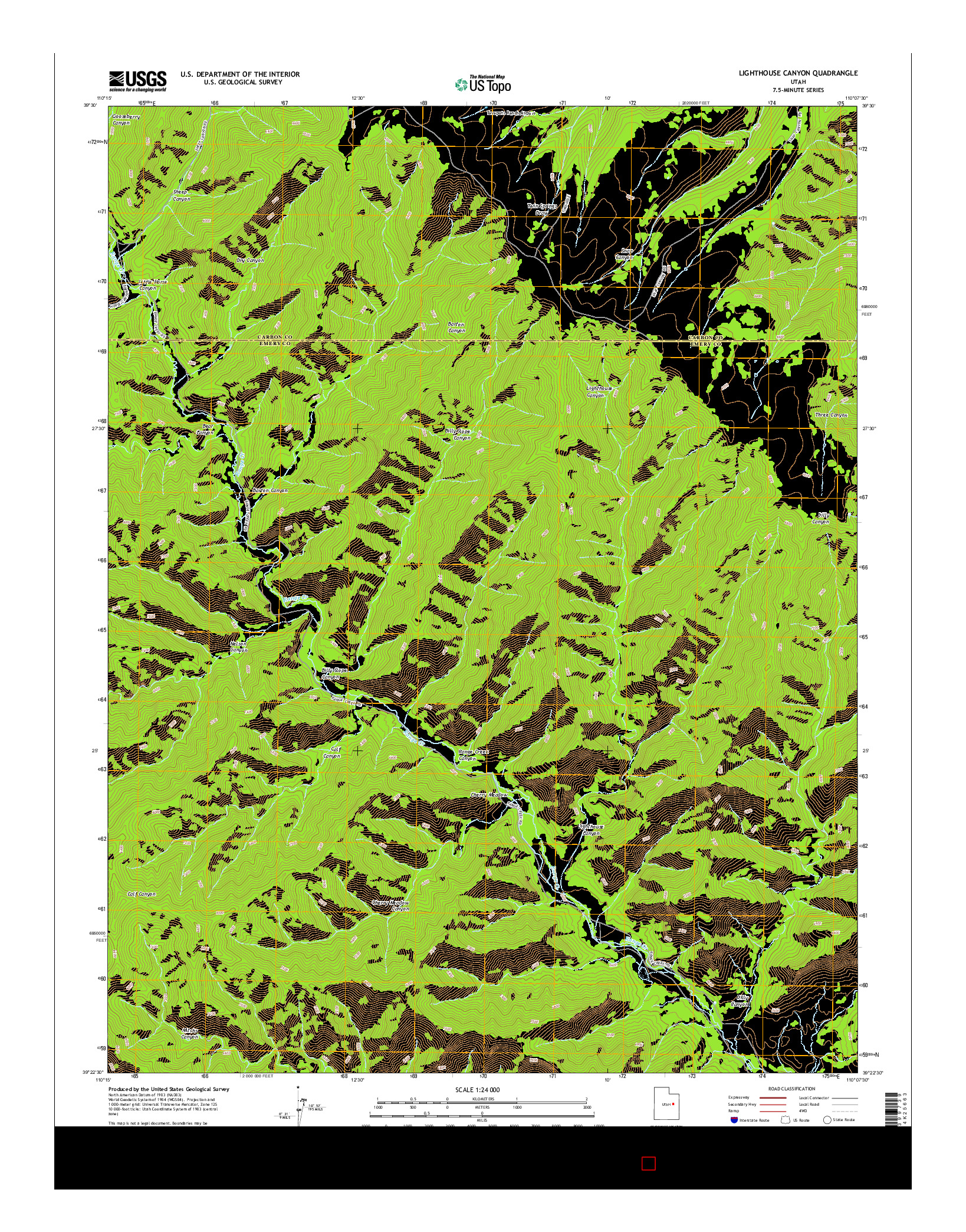 USGS US TOPO 7.5-MINUTE MAP FOR LIGHTHOUSE CANYON, UT 2014