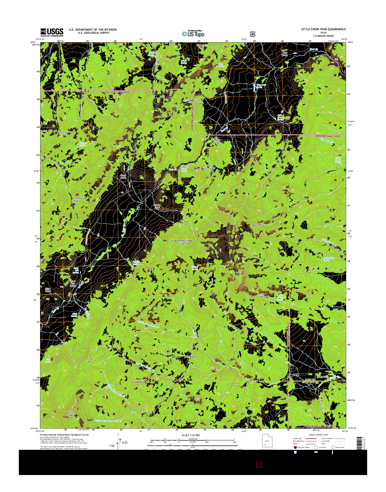 USGS US TOPO 7.5-MINUTE MAP FOR LITTLE CREEK PEAK, UT 2014