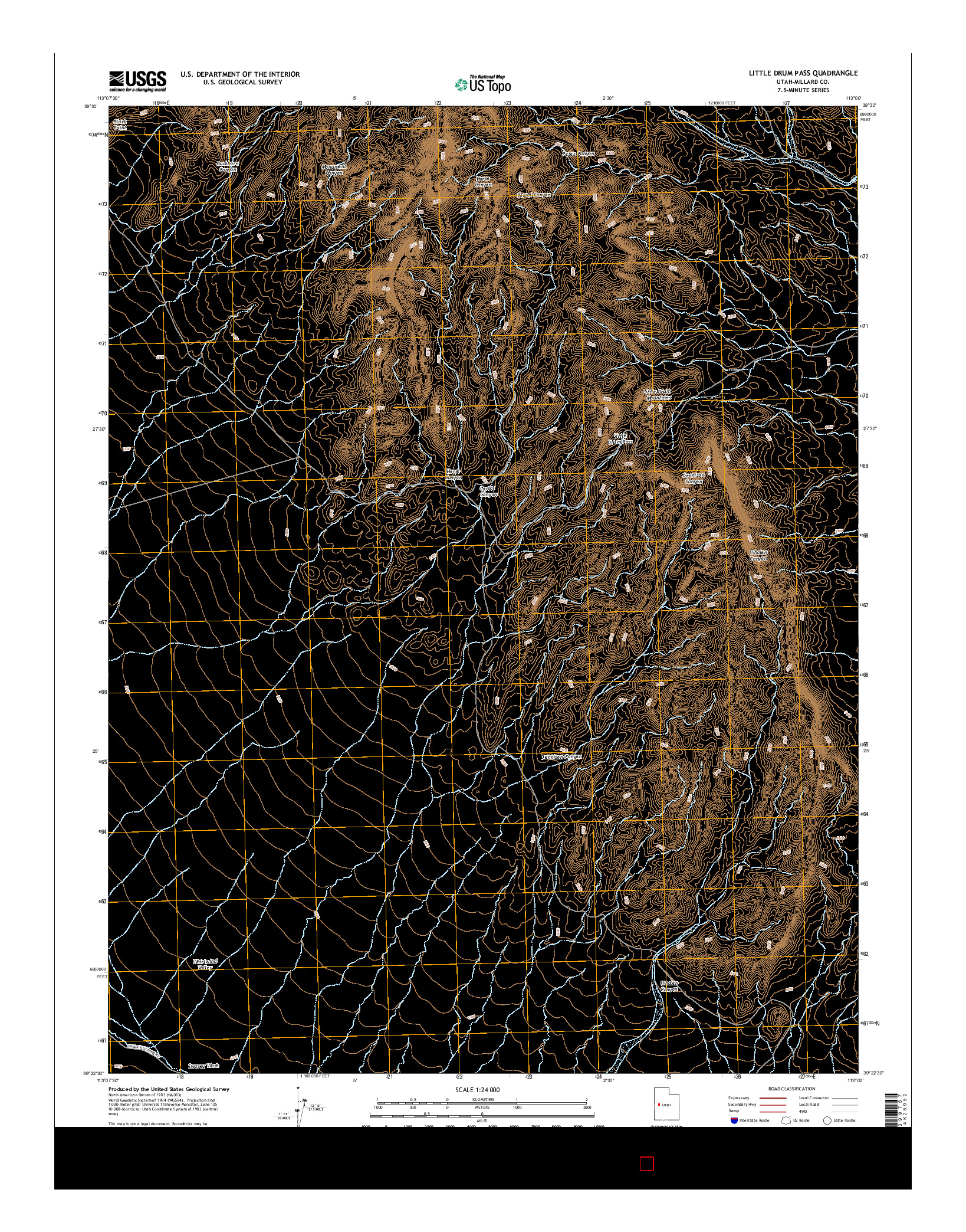 USGS US TOPO 7.5-MINUTE MAP FOR LITTLE DRUM PASS, UT 2014