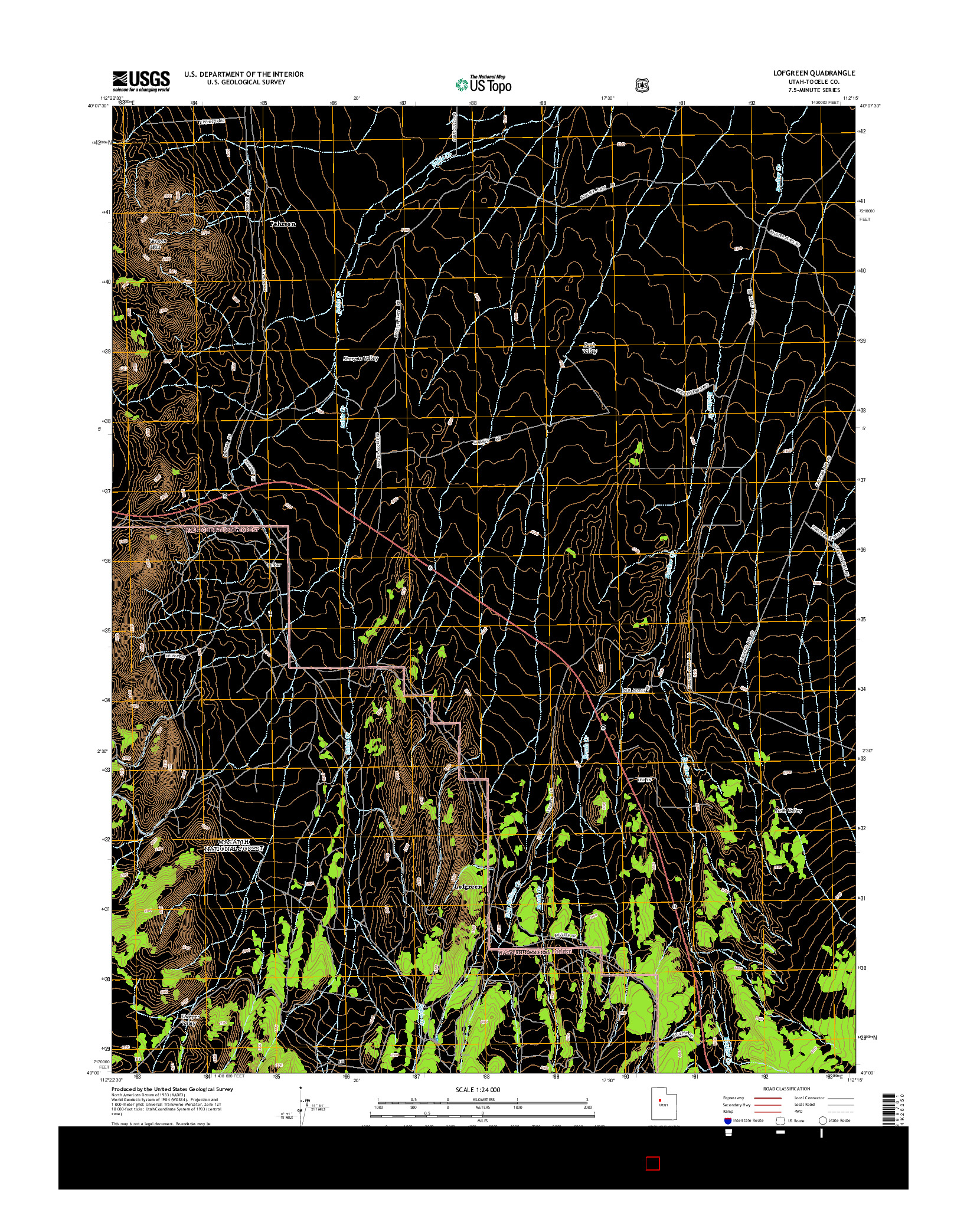 USGS US TOPO 7.5-MINUTE MAP FOR LOFGREEN, UT 2014