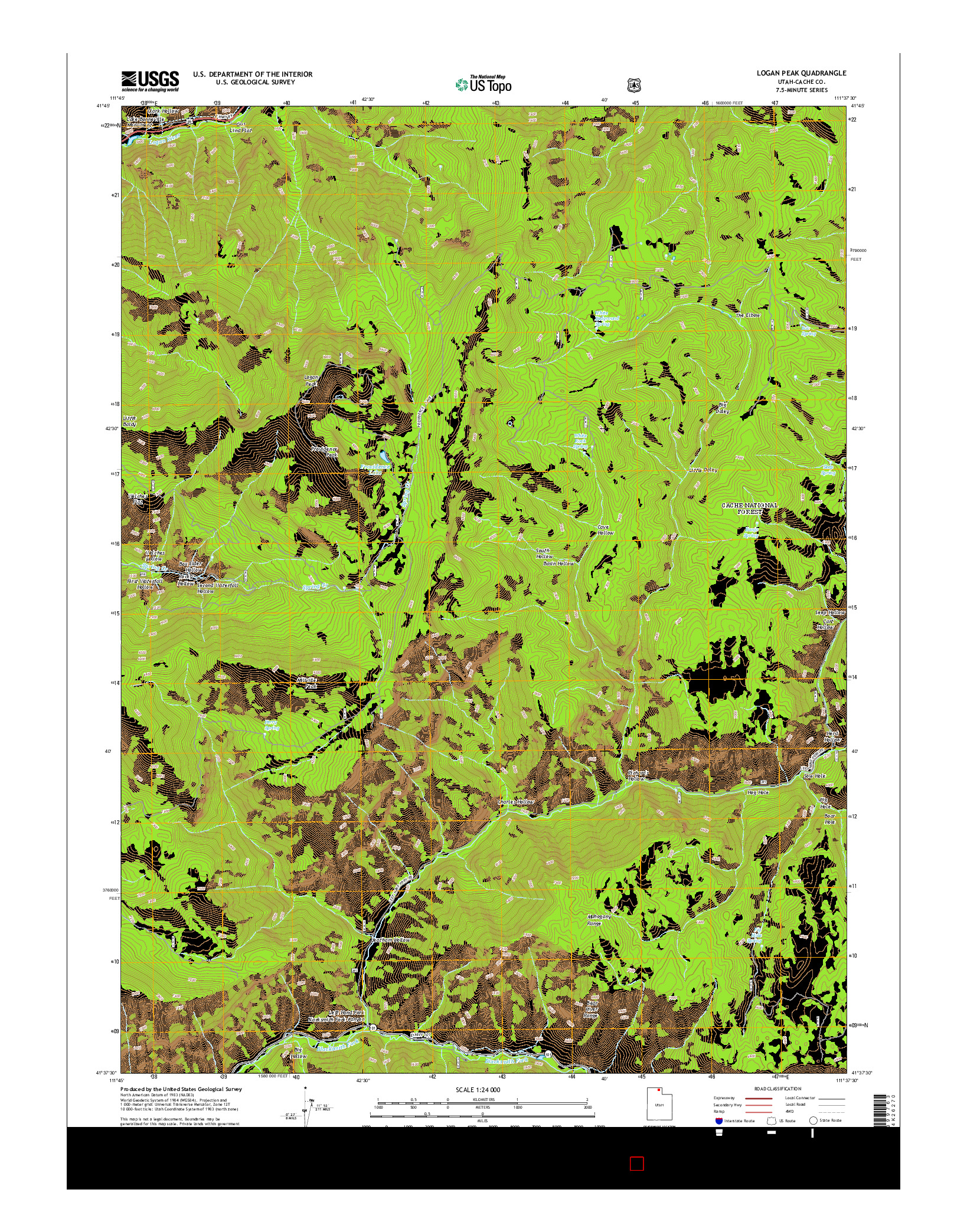 USGS US TOPO 7.5-MINUTE MAP FOR LOGAN PEAK, UT 2014