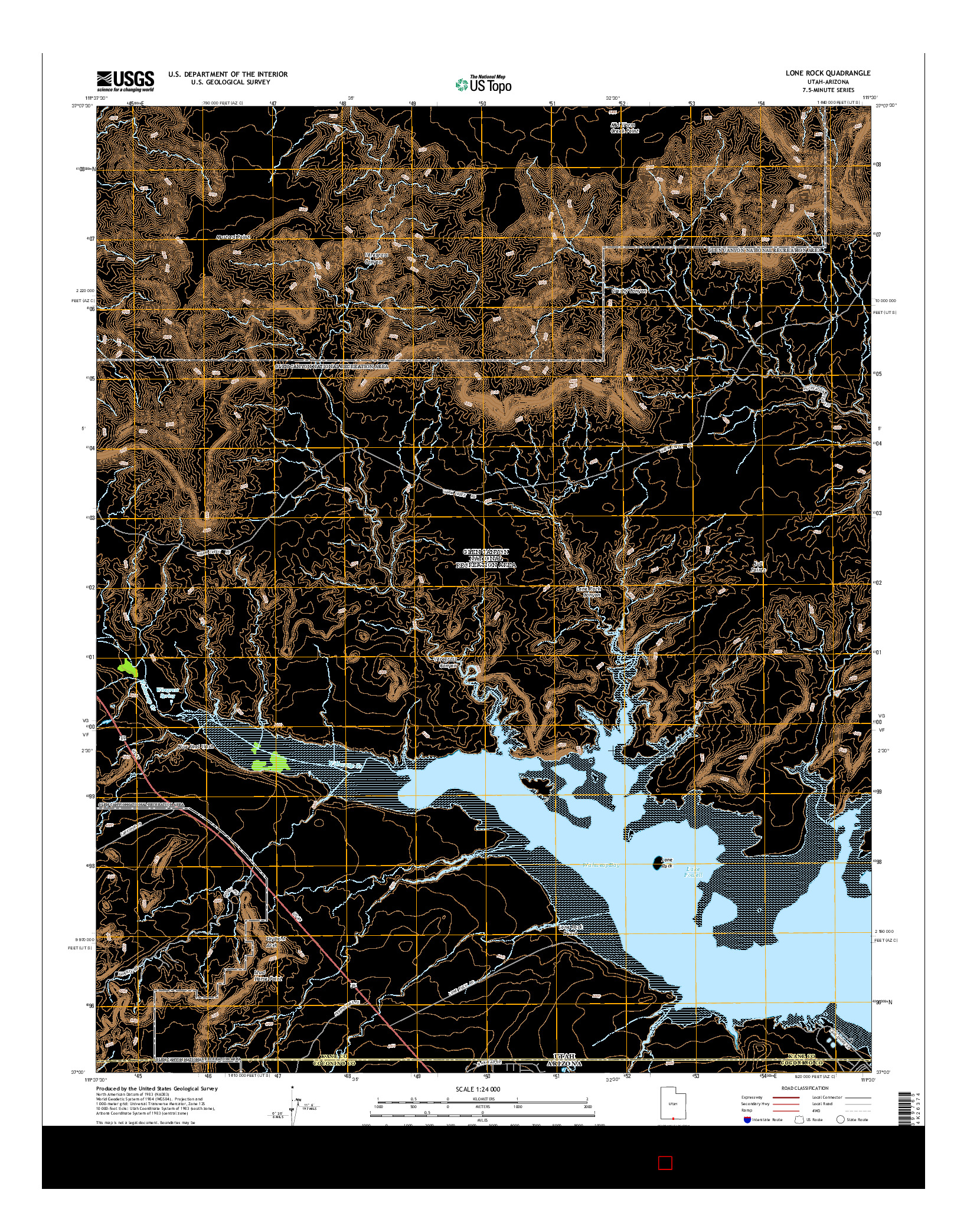 USGS US TOPO 7.5-MINUTE MAP FOR LONE ROCK, UT-AZ 2014