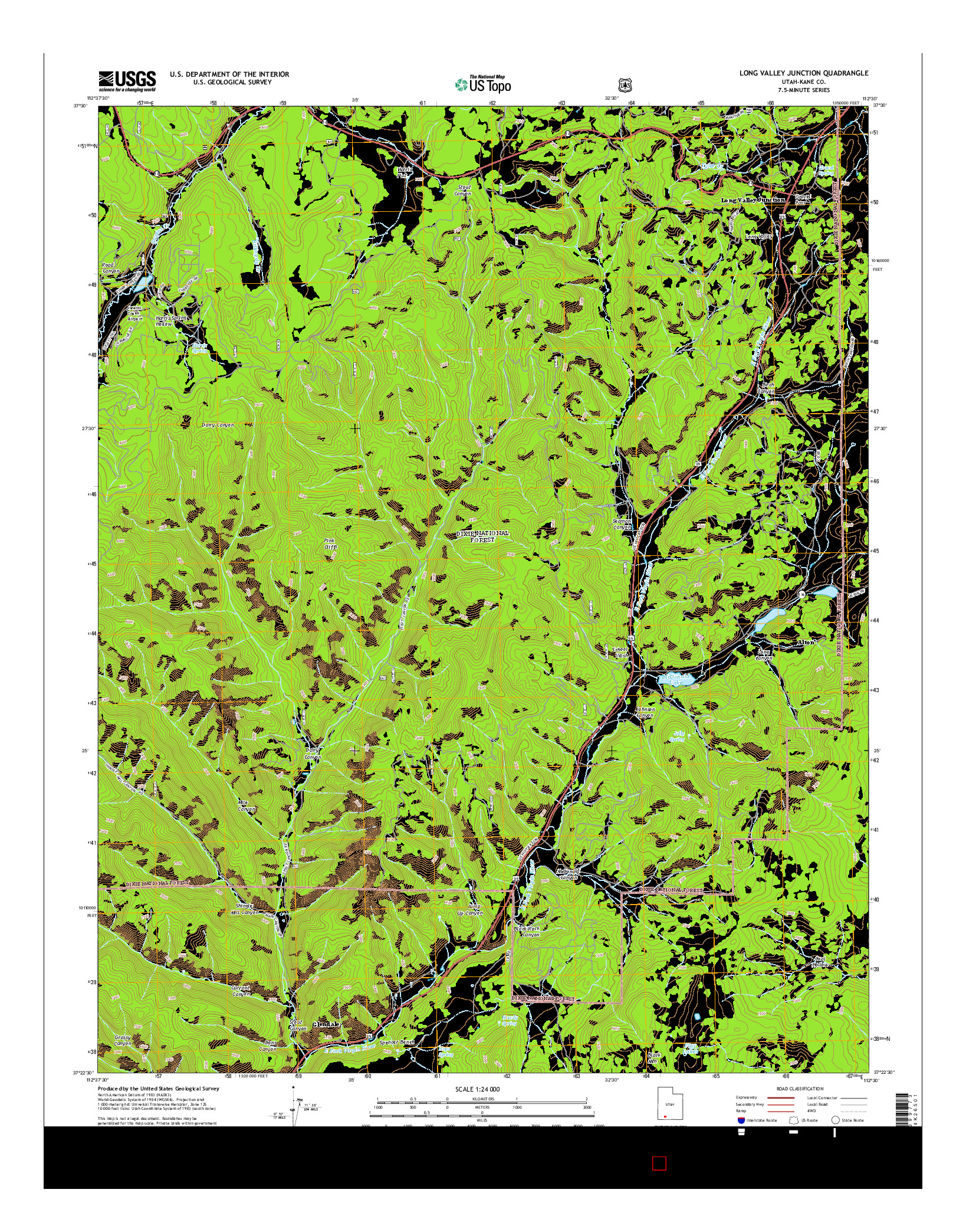 USGS US TOPO 7.5-MINUTE MAP FOR LONG VALLEY JUNCTION, UT 2014