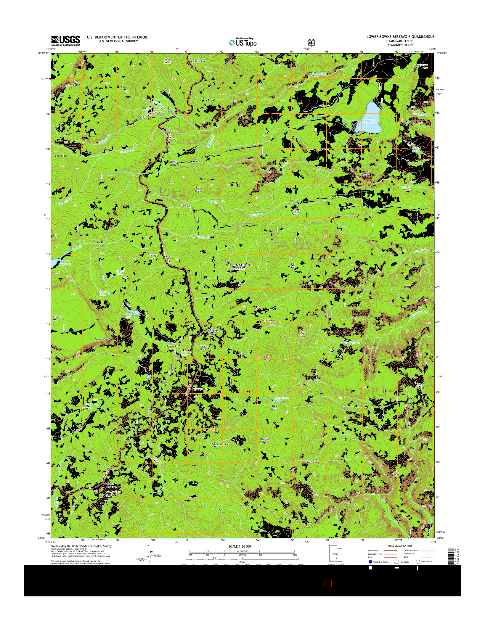 USGS US TOPO 7.5-MINUTE MAP FOR LOWER BOWNS RESERVOIR, UT 2014