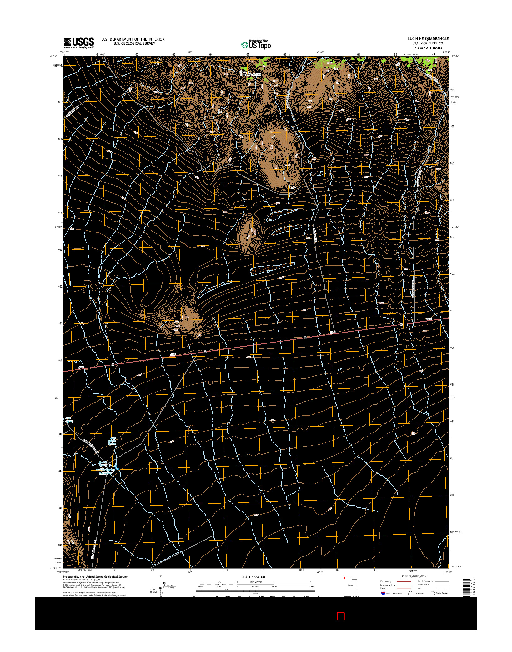USGS US TOPO 7.5-MINUTE MAP FOR LUCIN NE, UT 2014