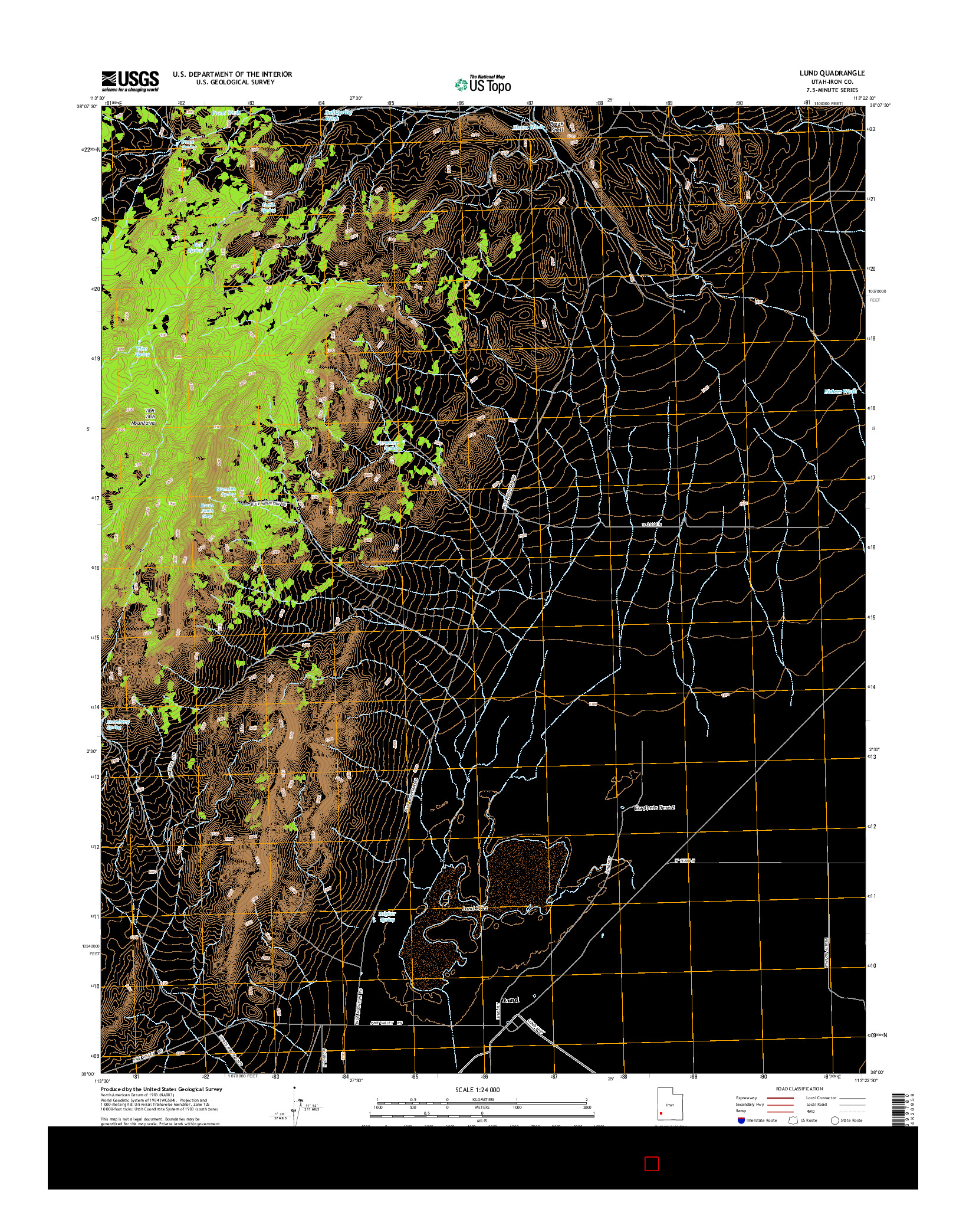 USGS US TOPO 7.5-MINUTE MAP FOR LUND, UT 2014