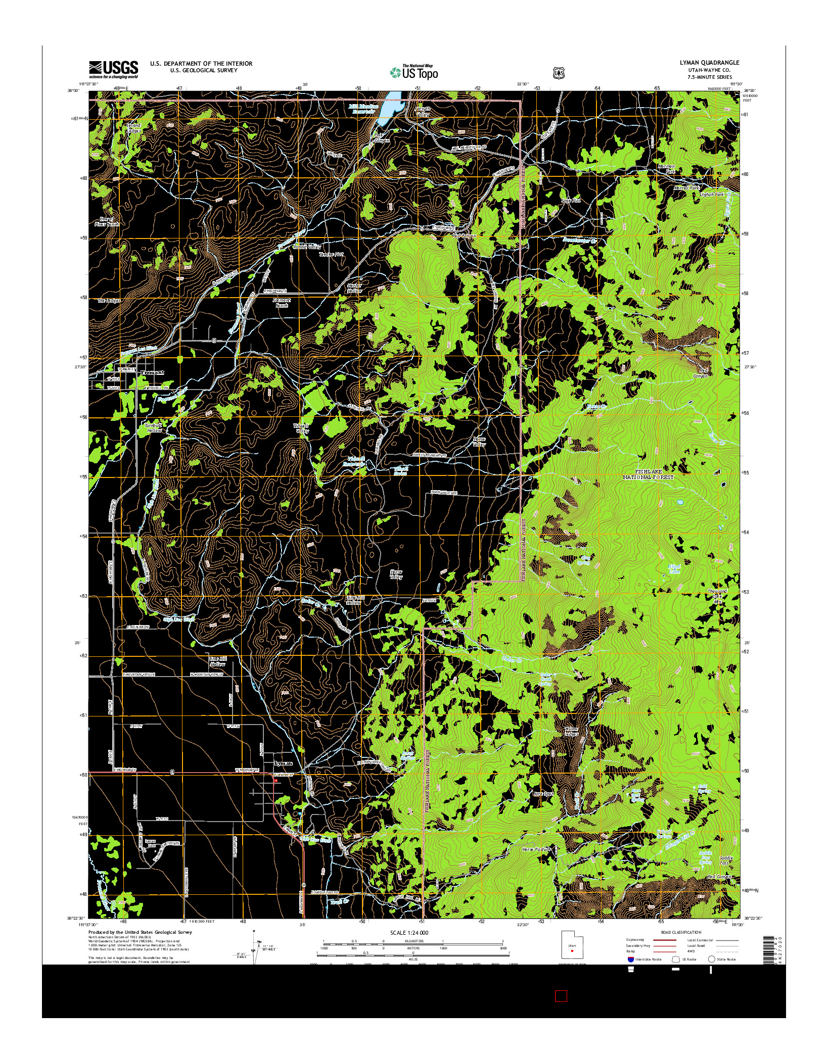 USGS US TOPO 7.5-MINUTE MAP FOR LYMAN, UT 2014