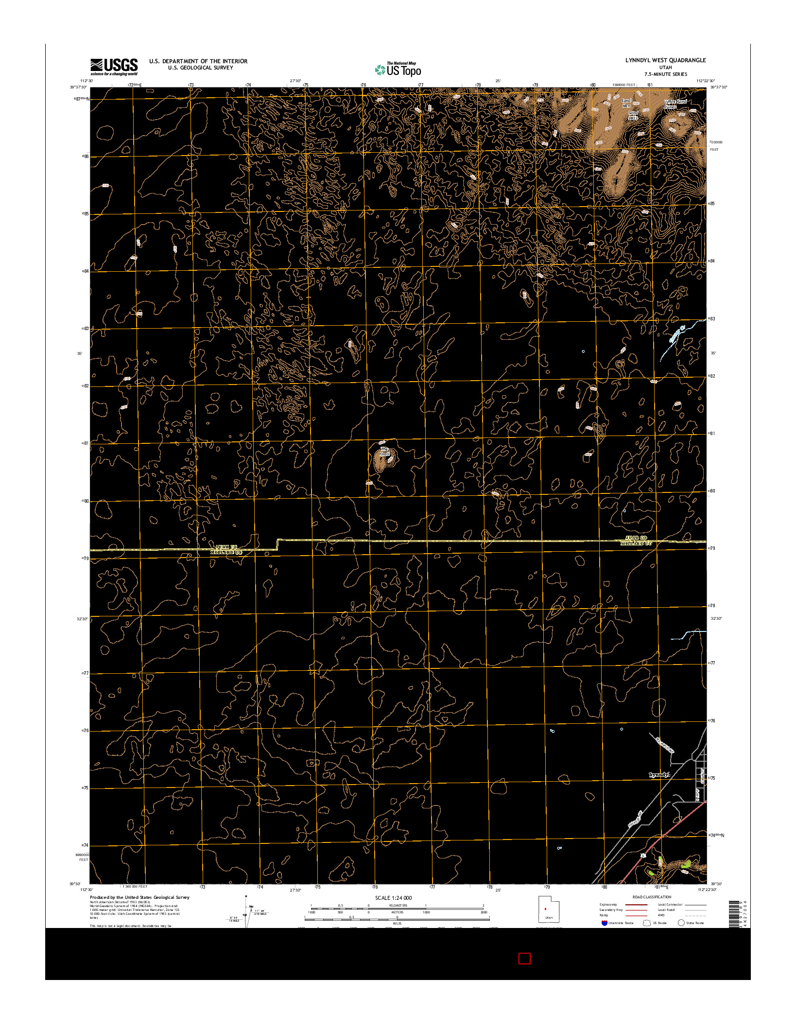 USGS US TOPO 7.5-MINUTE MAP FOR LYNNDYL WEST, UT 2014