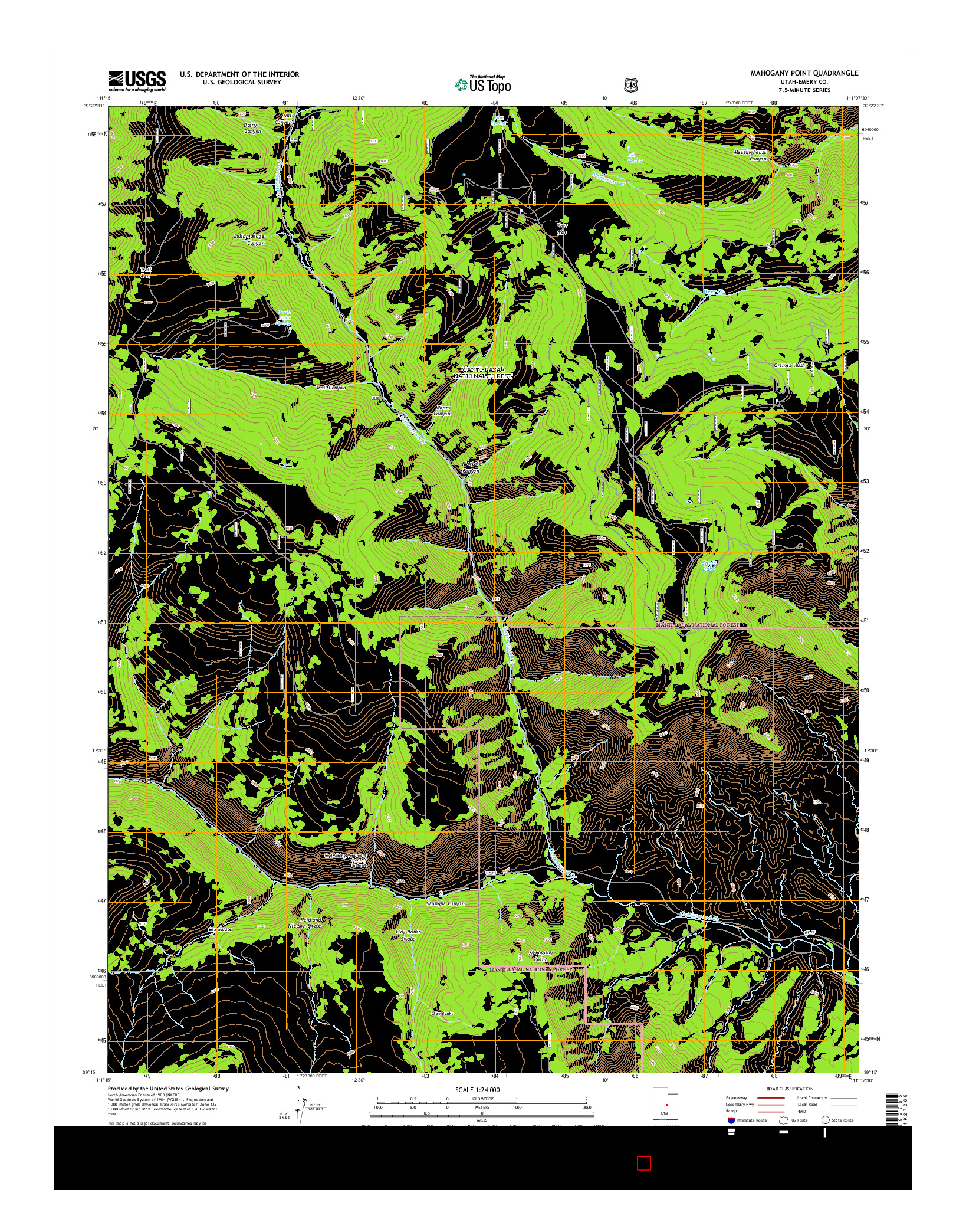 USGS US TOPO 7.5-MINUTE MAP FOR MAHOGANY POINT, UT 2014