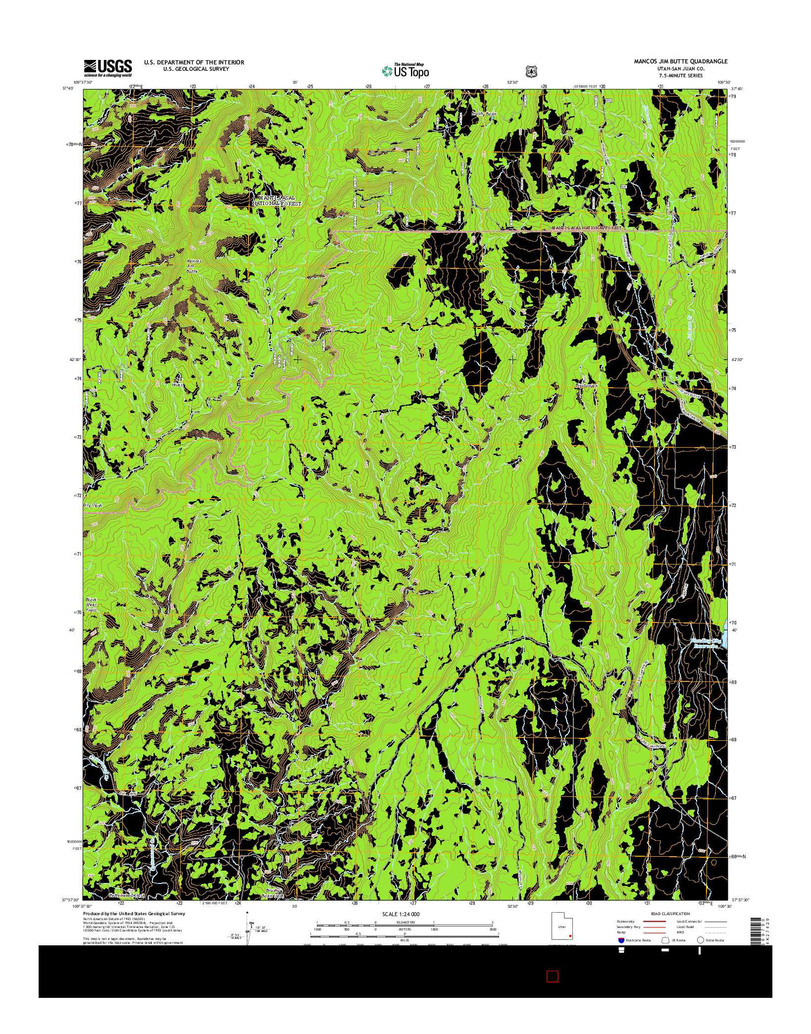 USGS US TOPO 7.5-MINUTE MAP FOR MANCOS JIM BUTTE, UT 2014