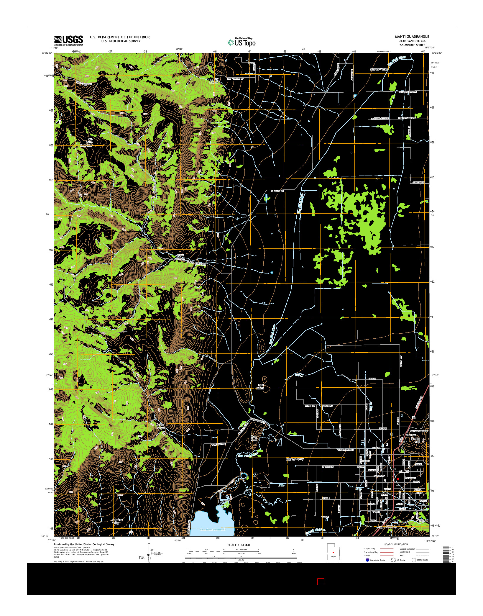 USGS US TOPO 7.5-MINUTE MAP FOR MANTI, UT 2014