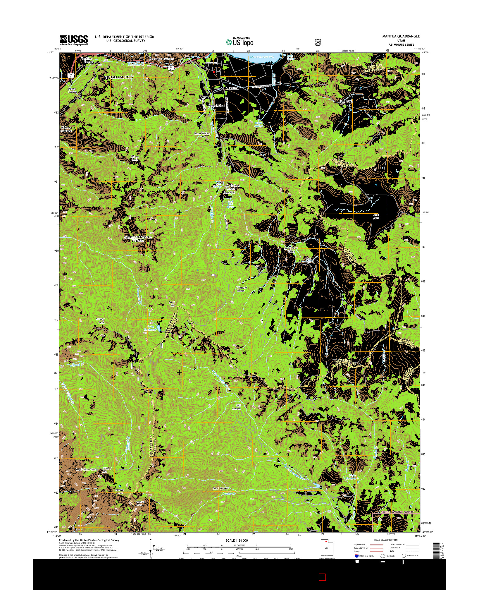 USGS US TOPO 7.5-MINUTE MAP FOR MANTUA, UT 2014