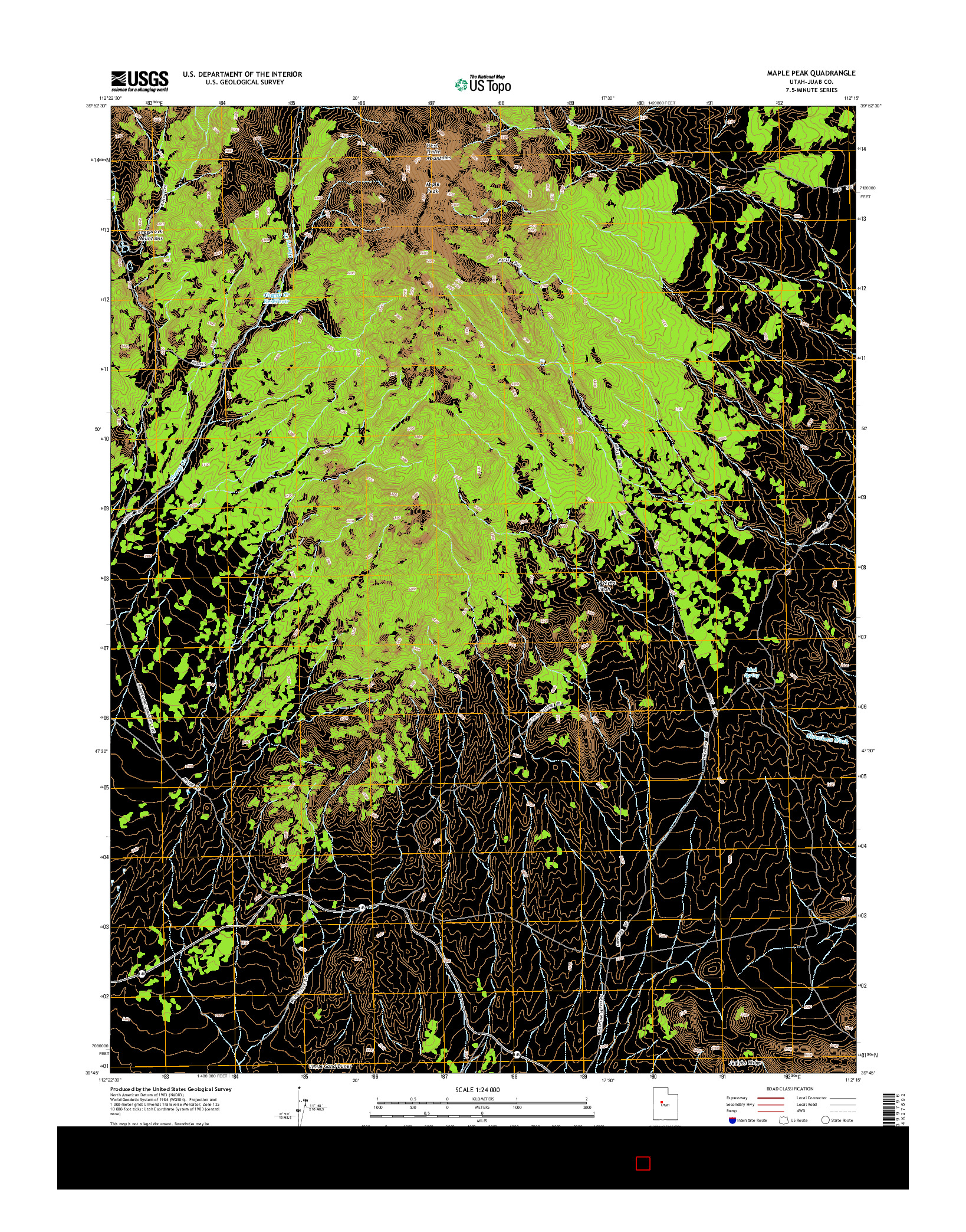 USGS US TOPO 7.5-MINUTE MAP FOR MAPLE PEAK, UT 2014