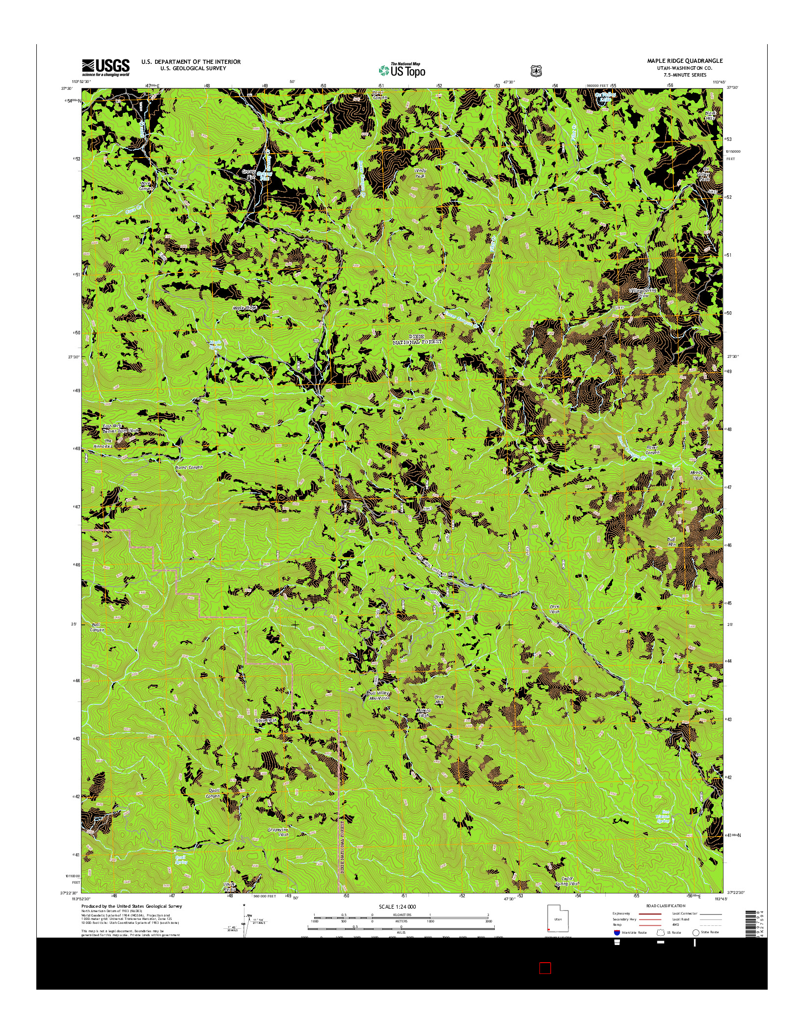 USGS US TOPO 7.5-MINUTE MAP FOR MAPLE RIDGE, UT 2014