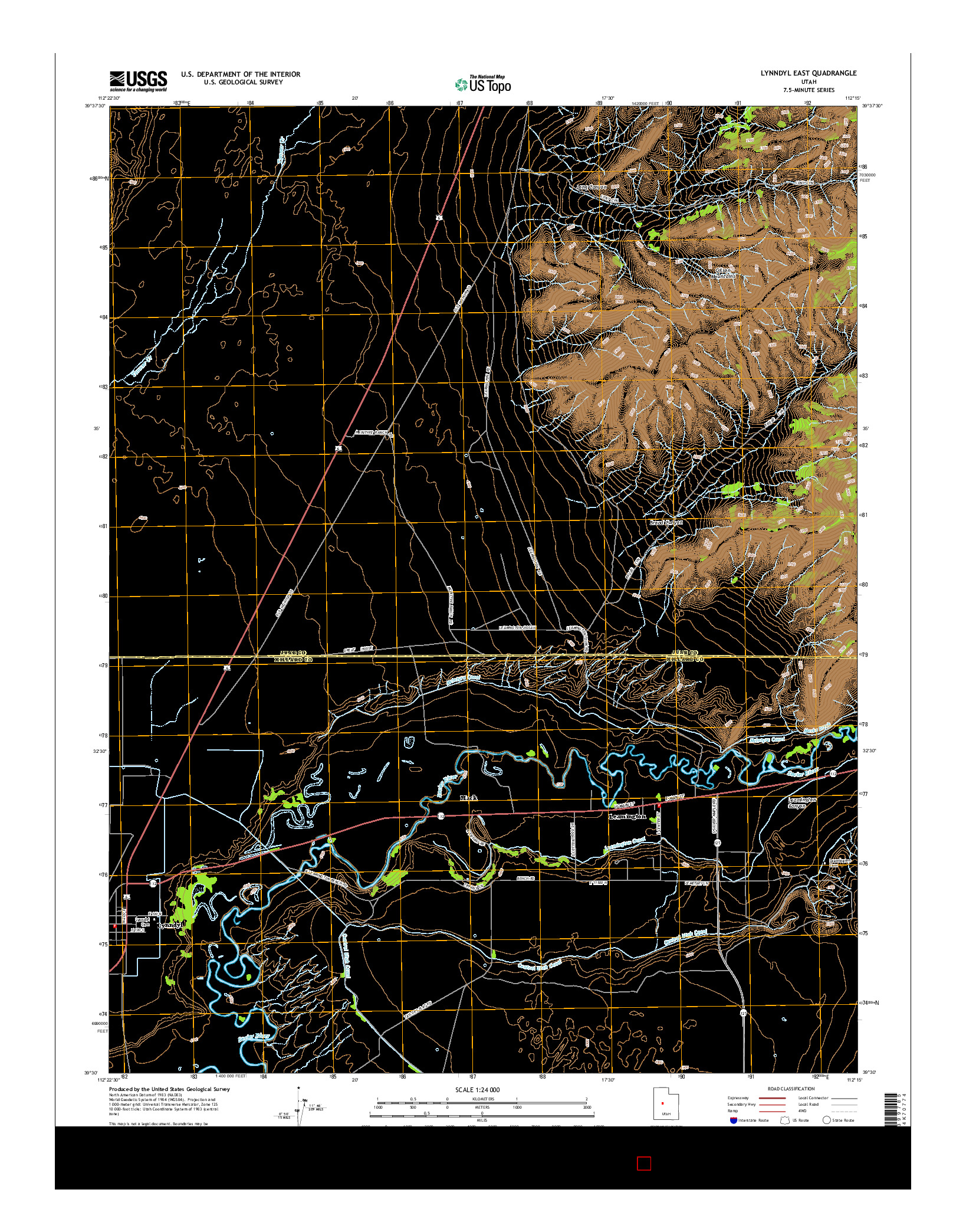 USGS US TOPO 7.5-MINUTE MAP FOR LYNNDYL EAST, UT 2014