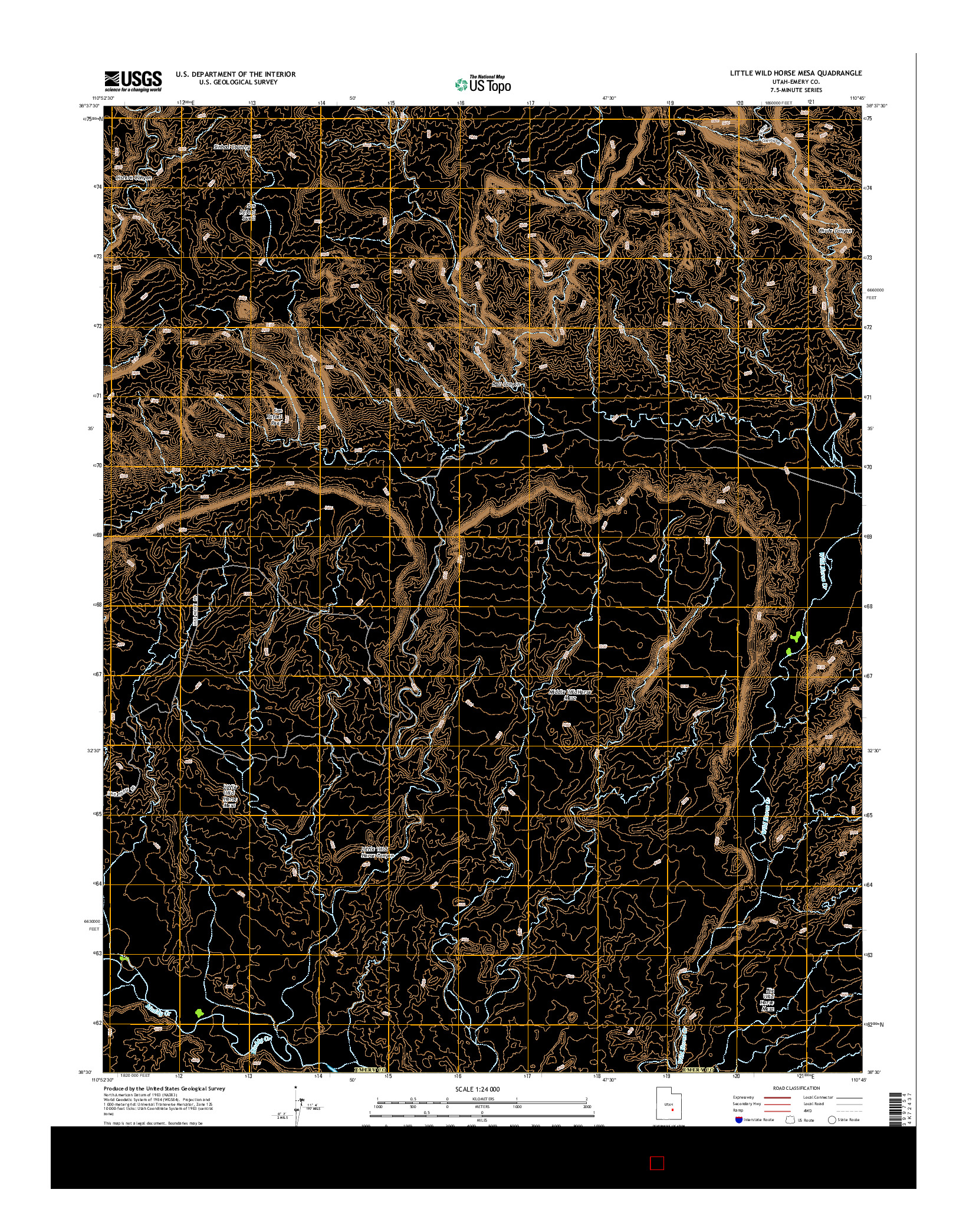 USGS US TOPO 7.5-MINUTE MAP FOR LITTLE WILD HORSE MESA, UT 2014