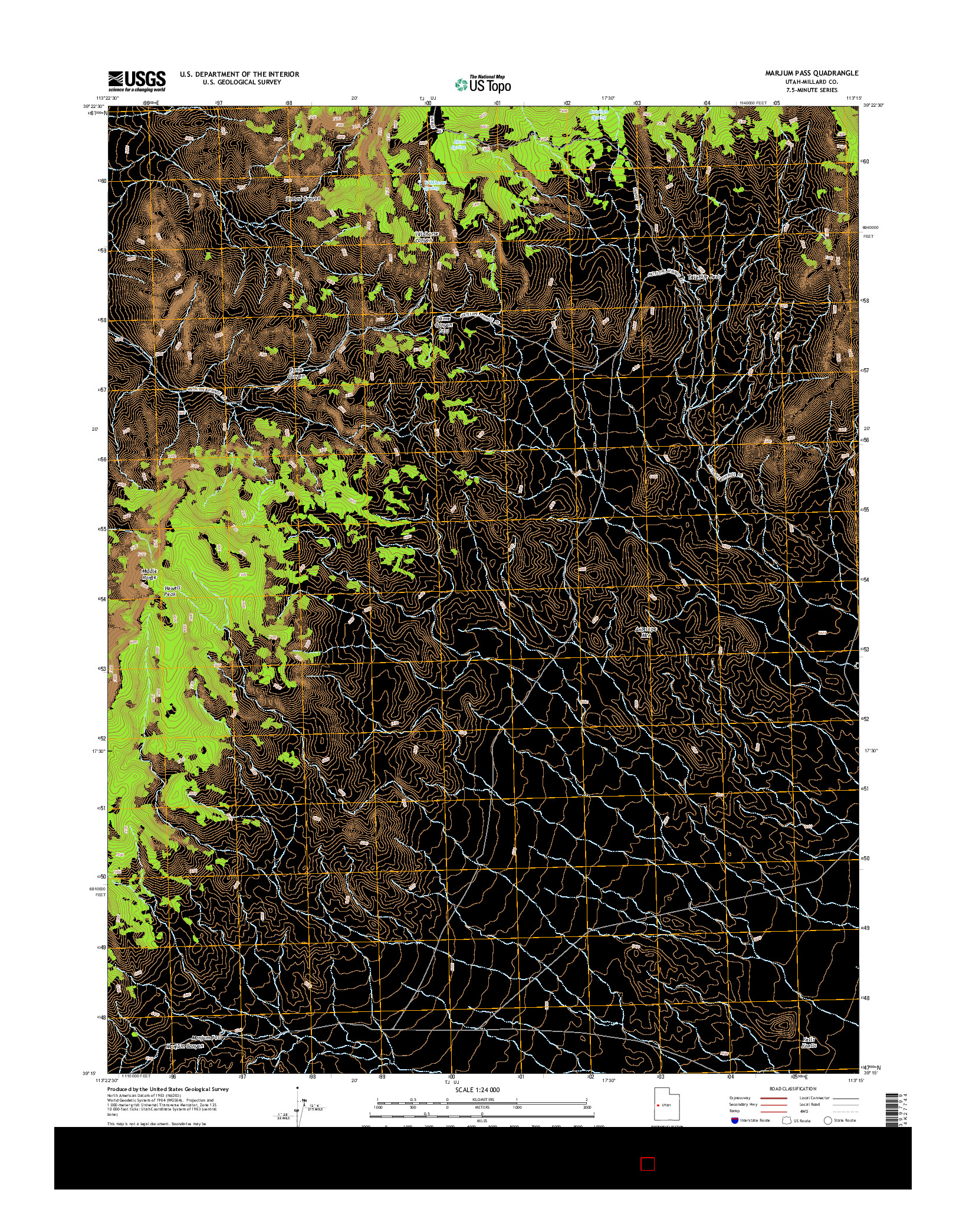 USGS US TOPO 7.5-MINUTE MAP FOR MARJUM PASS, UT 2014