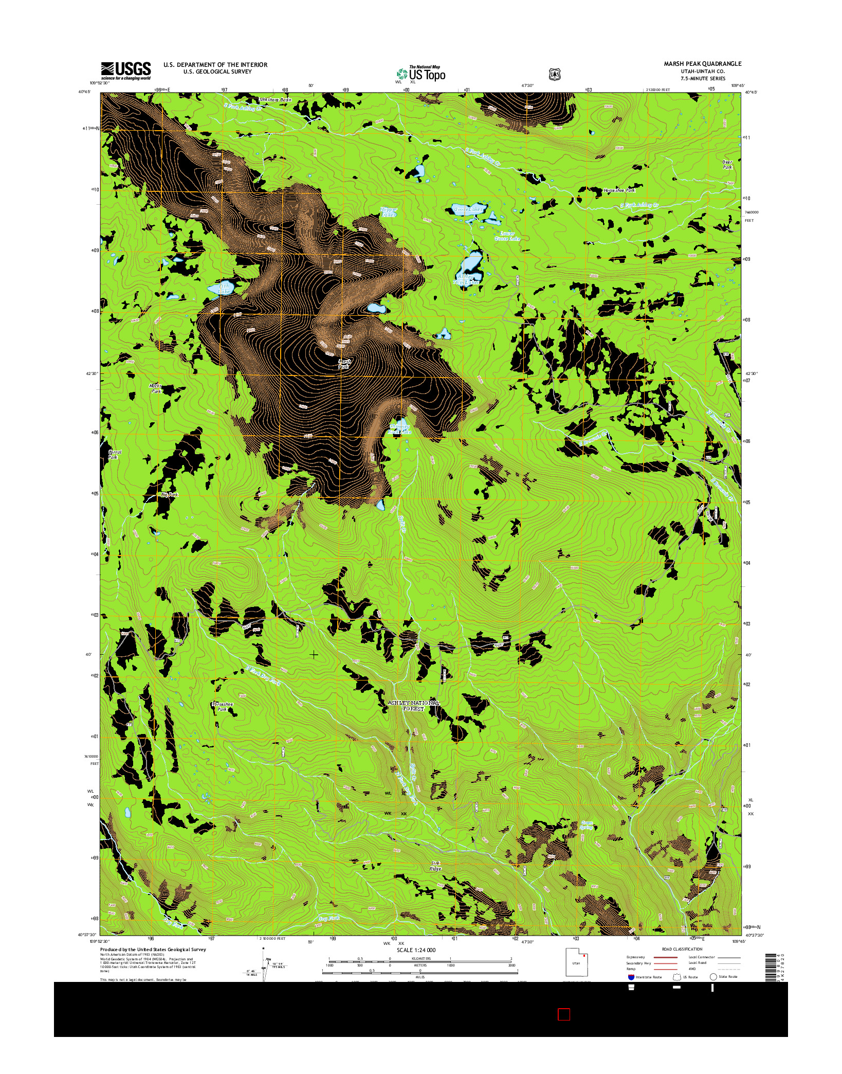 USGS US TOPO 7.5-MINUTE MAP FOR MARSH PEAK, UT 2014