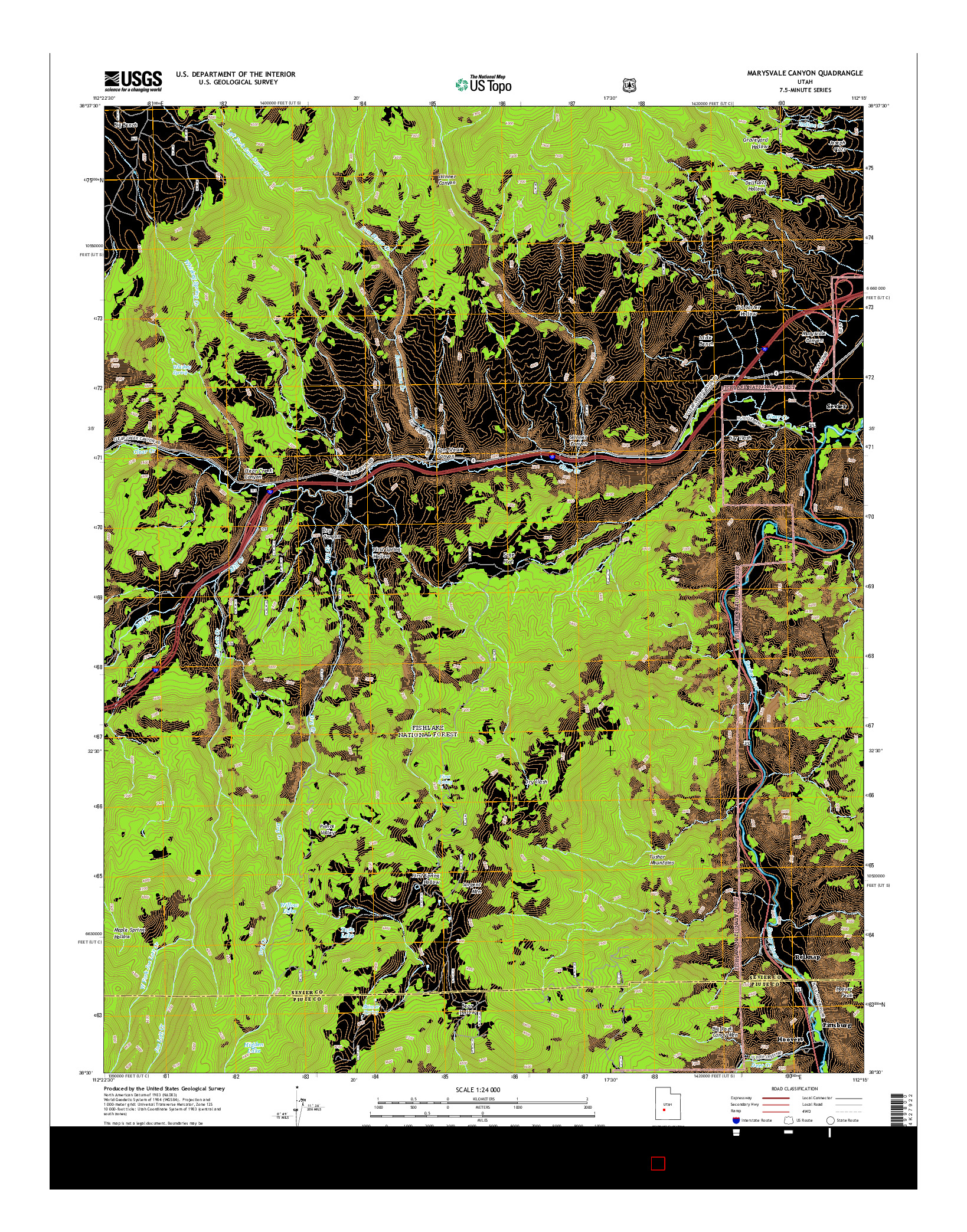 USGS US TOPO 7.5-MINUTE MAP FOR MARYSVALE CANYON, UT 2014