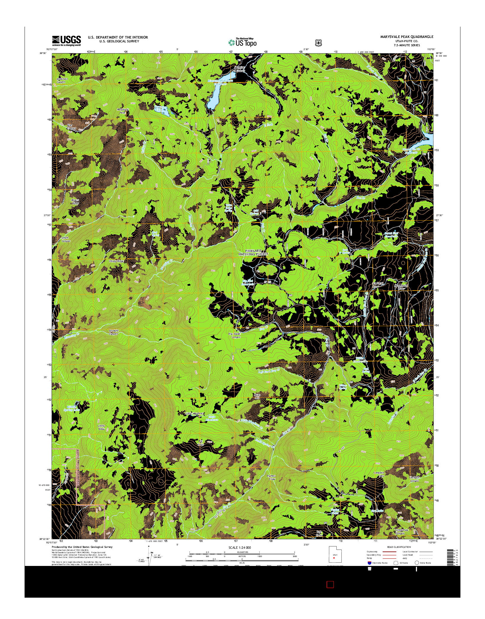 USGS US TOPO 7.5-MINUTE MAP FOR MARYSVALE PEAK, UT 2014