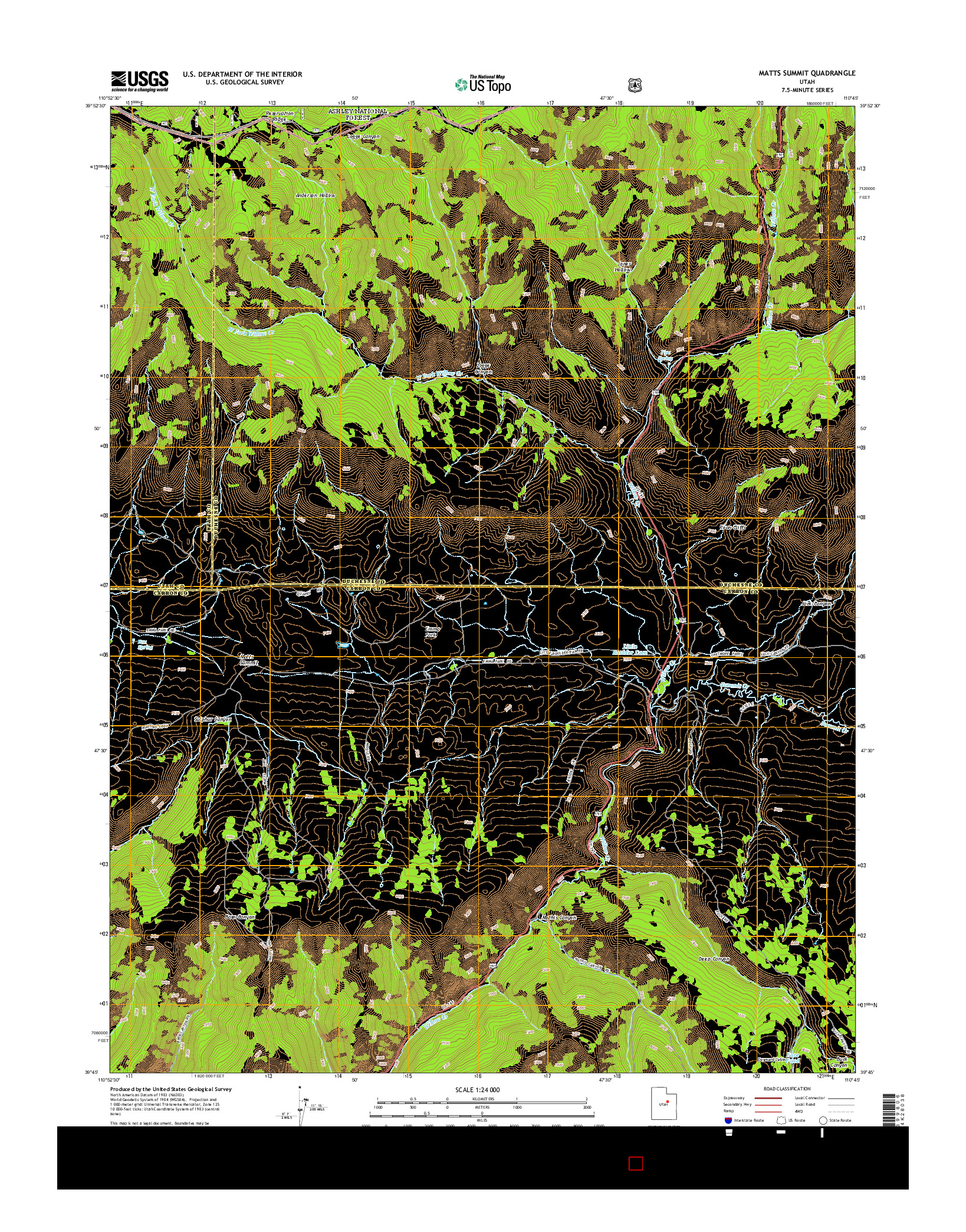 USGS US TOPO 7.5-MINUTE MAP FOR MATTS SUMMIT, UT 2014
