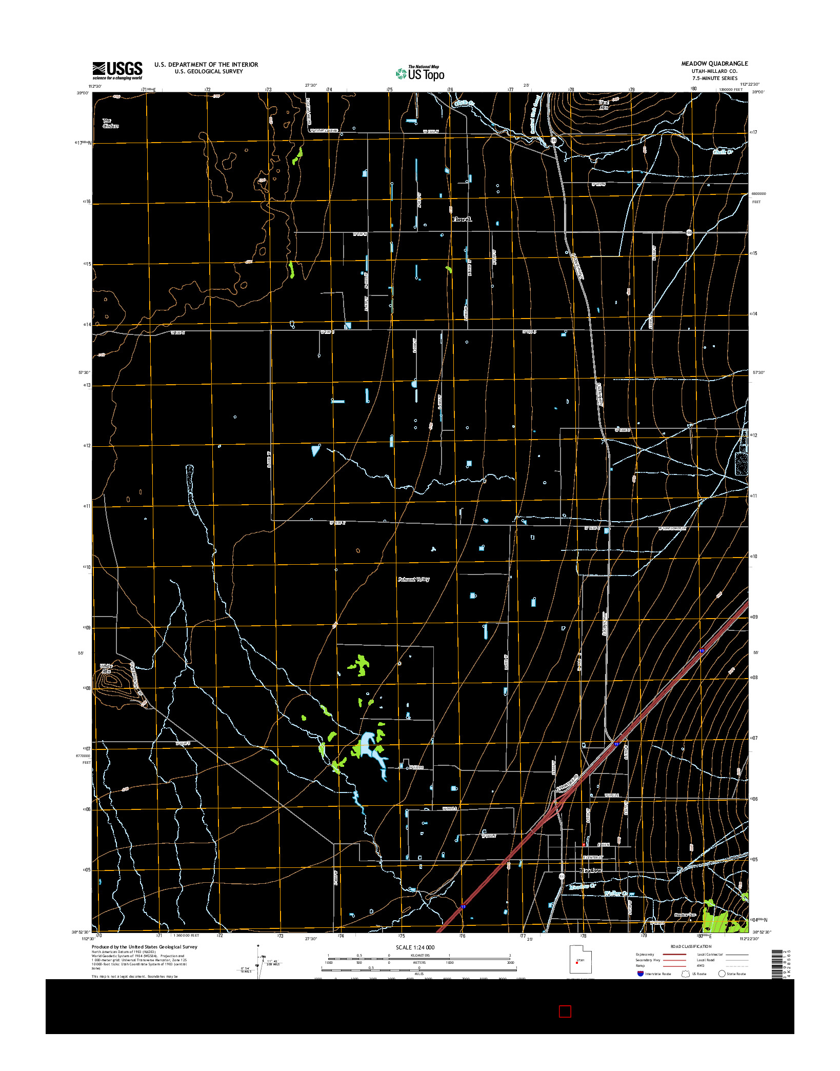 USGS US TOPO 7.5-MINUTE MAP FOR MEADOW, UT 2014