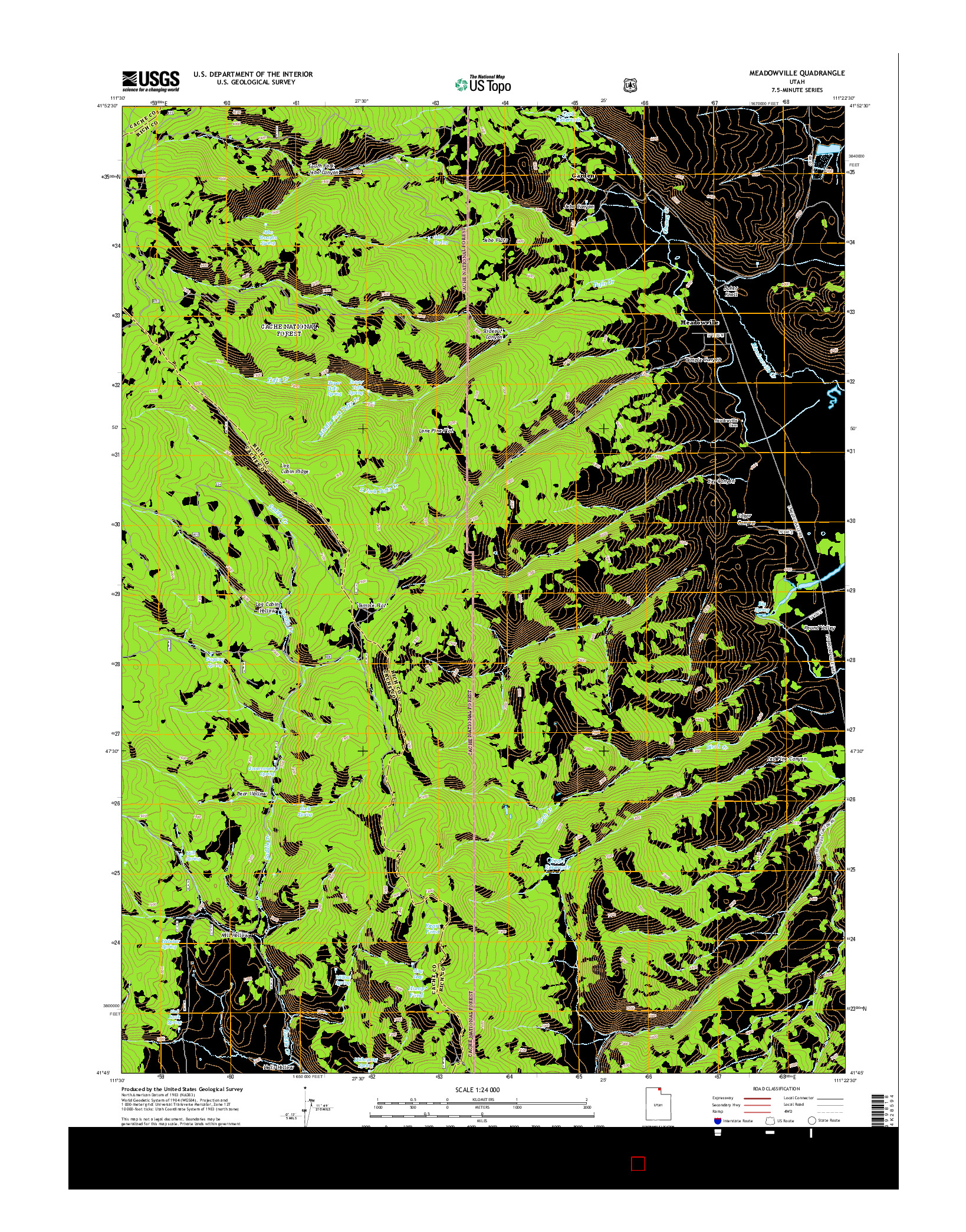 USGS US TOPO 7.5-MINUTE MAP FOR MEADOWVILLE, UT 2014