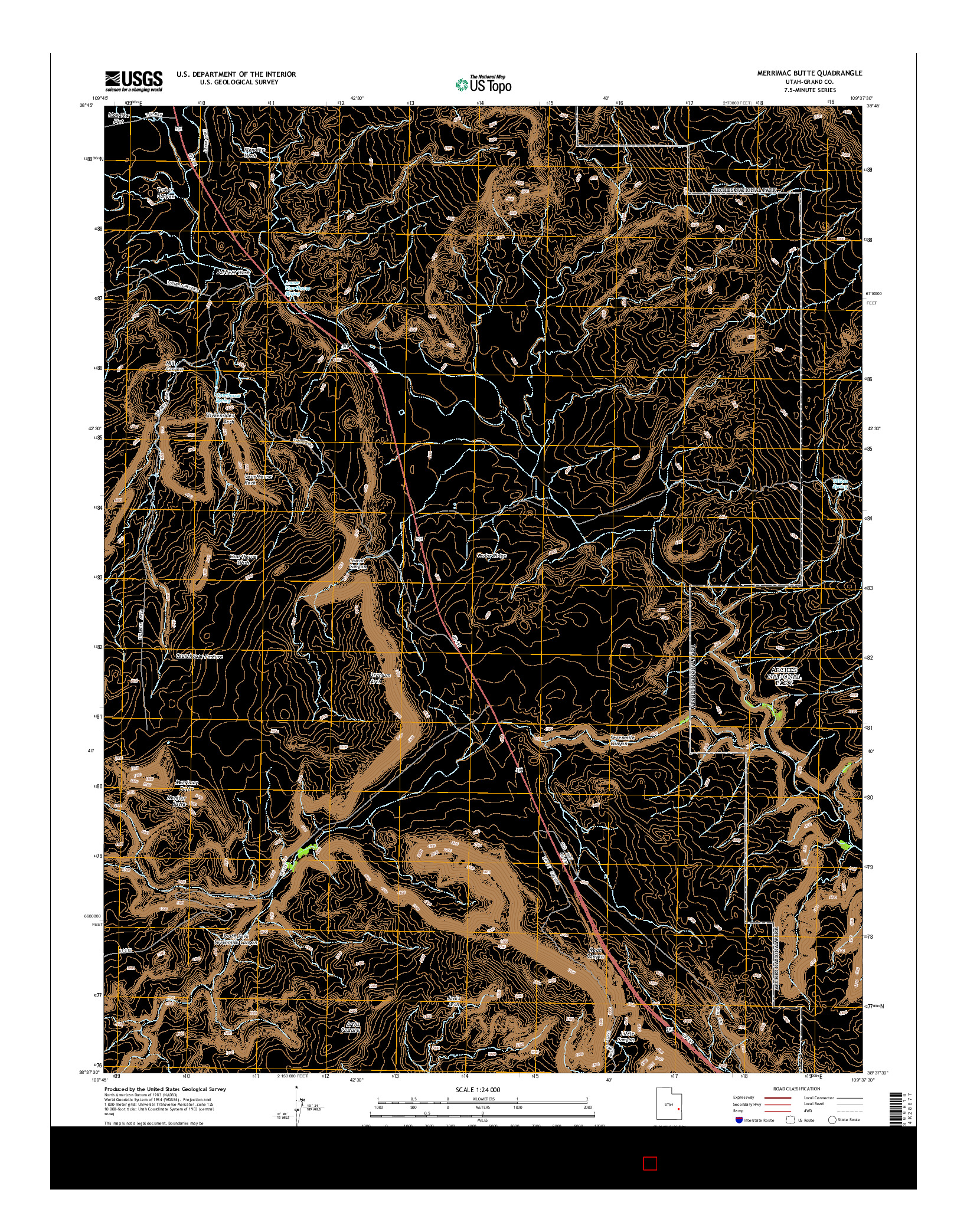 USGS US TOPO 7.5-MINUTE MAP FOR MERRIMAC BUTTE, UT 2014