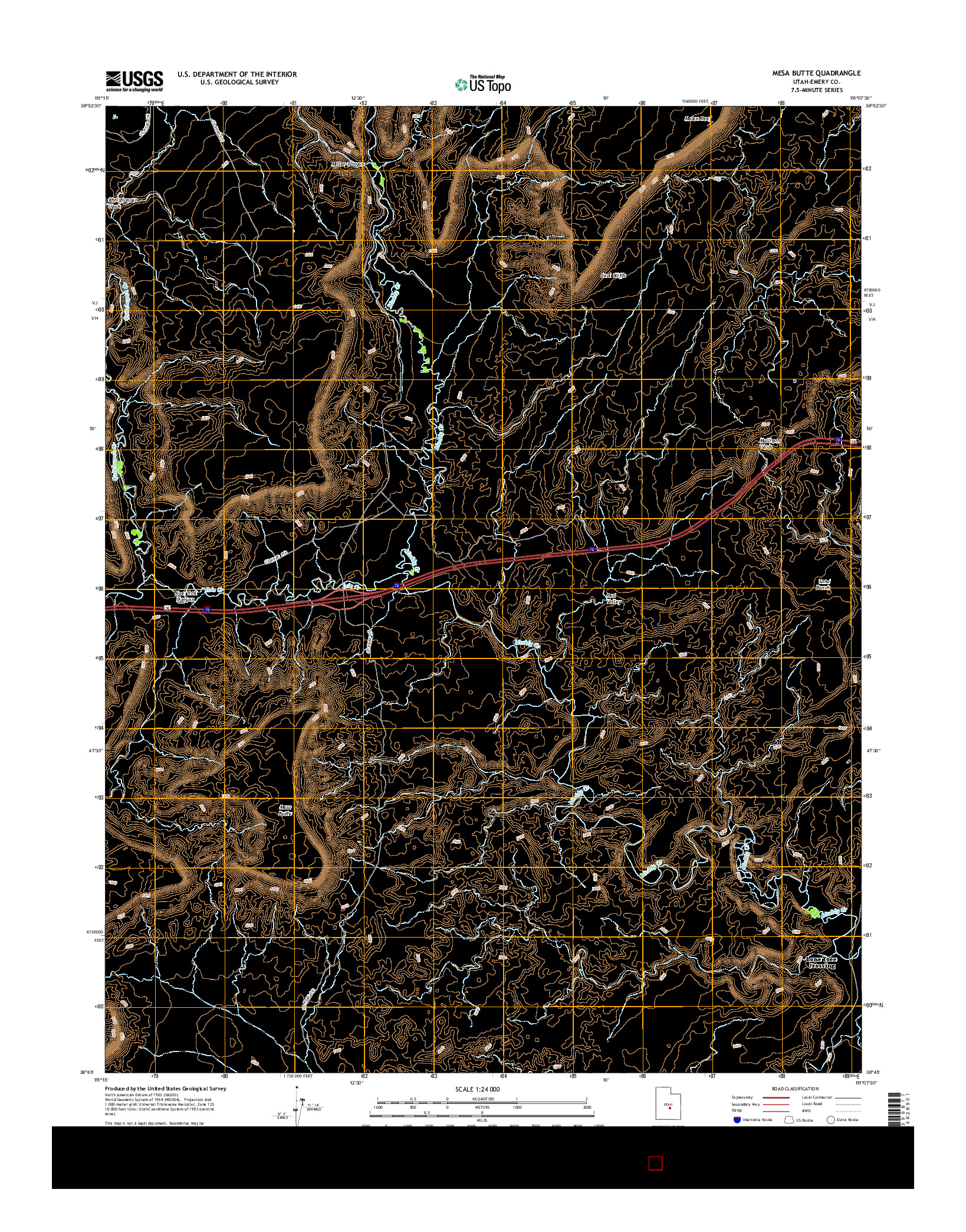 USGS US TOPO 7.5-MINUTE MAP FOR MESA BUTTE, UT 2014