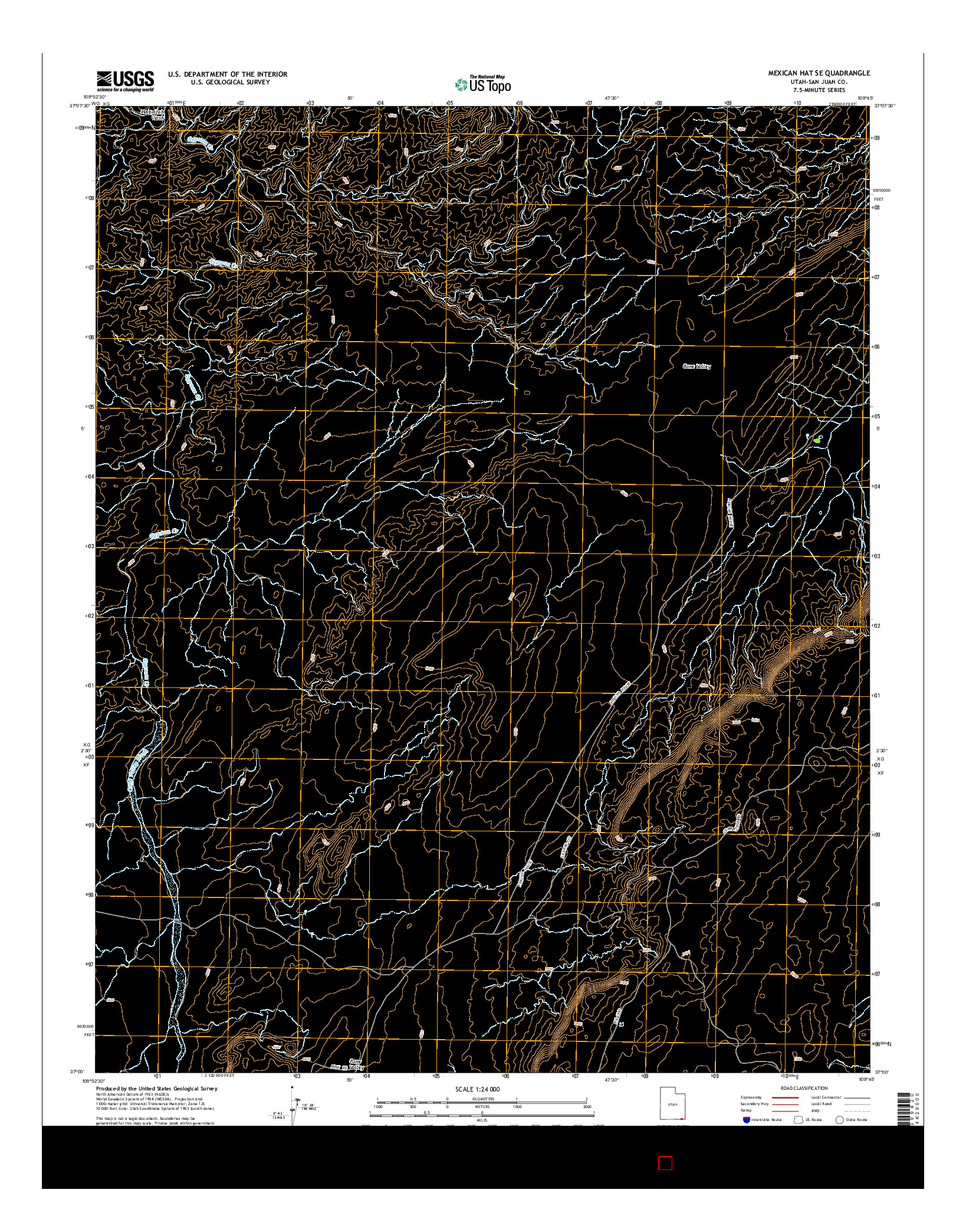 USGS US TOPO 7.5-MINUTE MAP FOR MEXICAN HAT SE, UT 2014