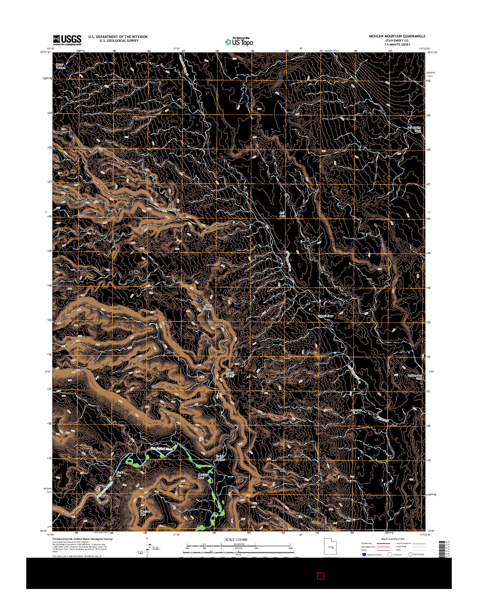 USGS US TOPO 7.5-MINUTE MAP FOR MEXICAN MOUNTAIN, UT 2014